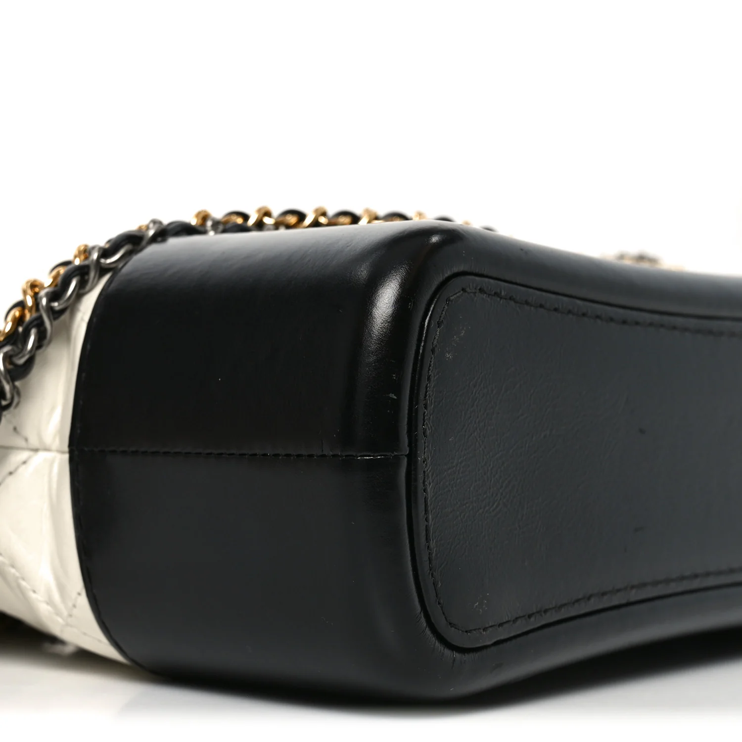 Aged Calfskin Quilted Small Gabrielle Hobo Black White