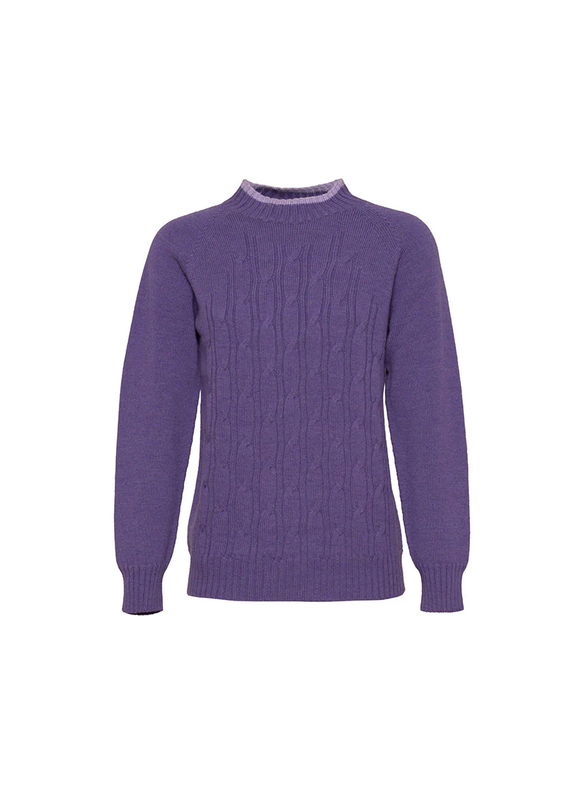 Pull femme en laine mérinos violet foncé