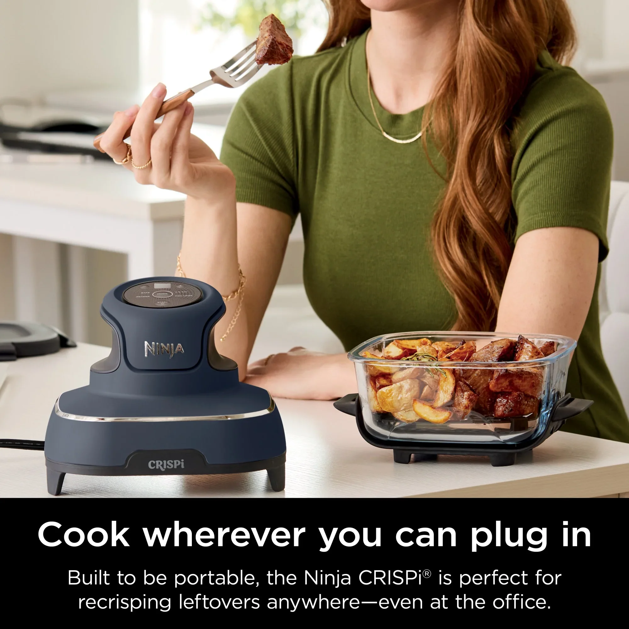 Ninja Crispi 4-in-1 Portable Glass Air Fryer Cooking System, 4-Qt & 6-Cup Containers, Cyberspace