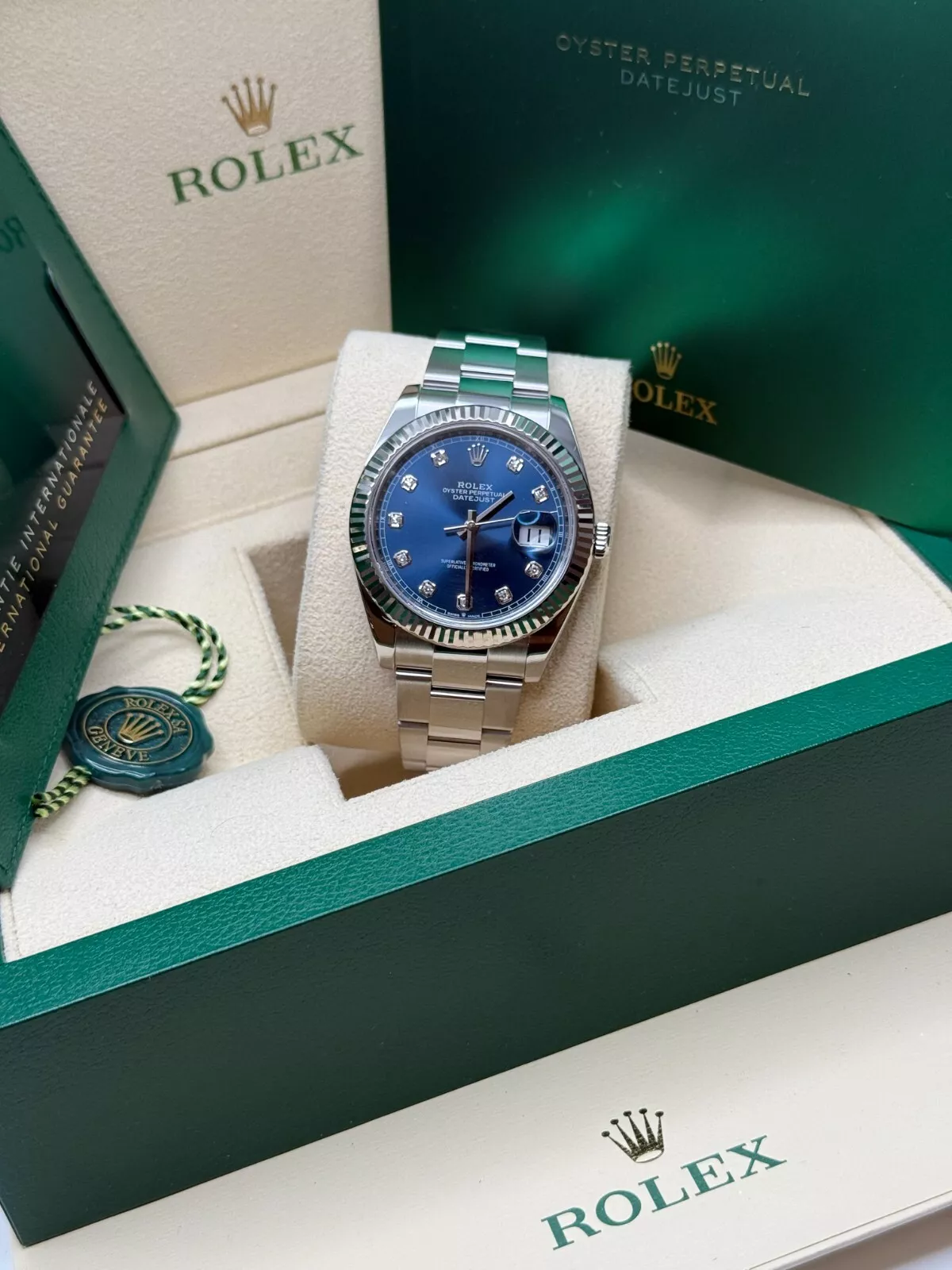 [Super Clone]RLX  Datejust 126334-0015 Blue Diamond Oyster 41mm Stainless Steel Mens Watch