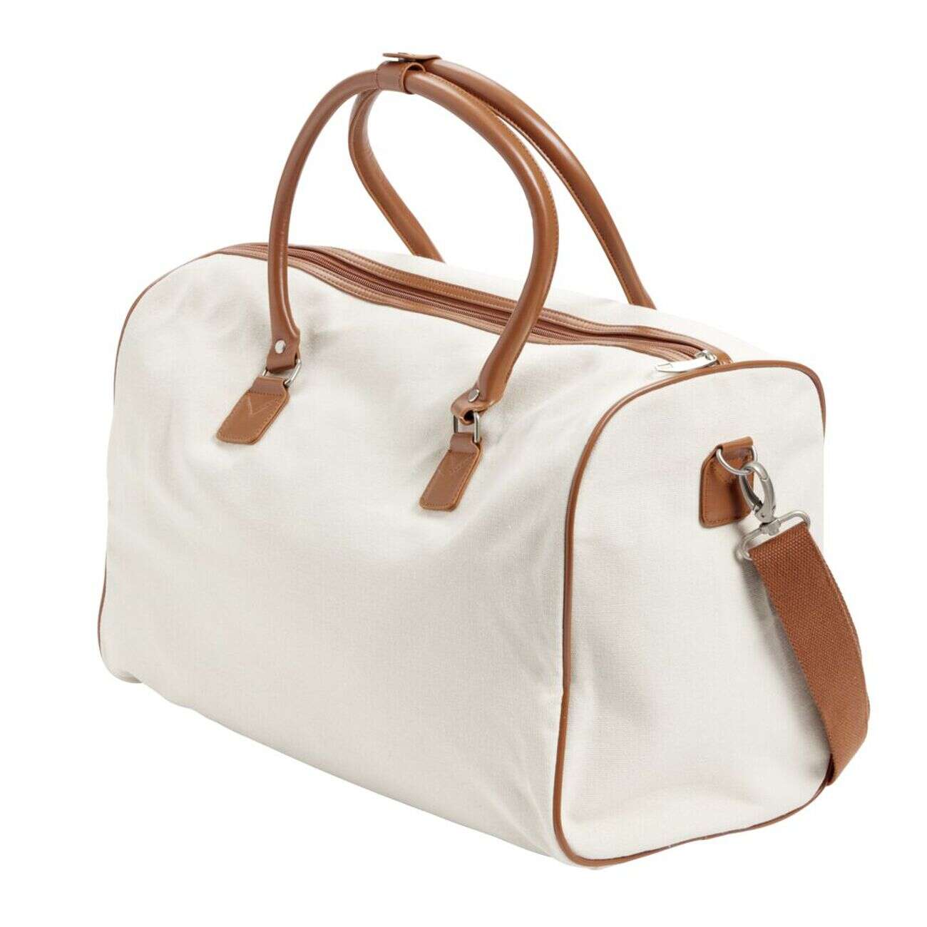 Sac de voyage canevas beige et marron 49x24xH31cm