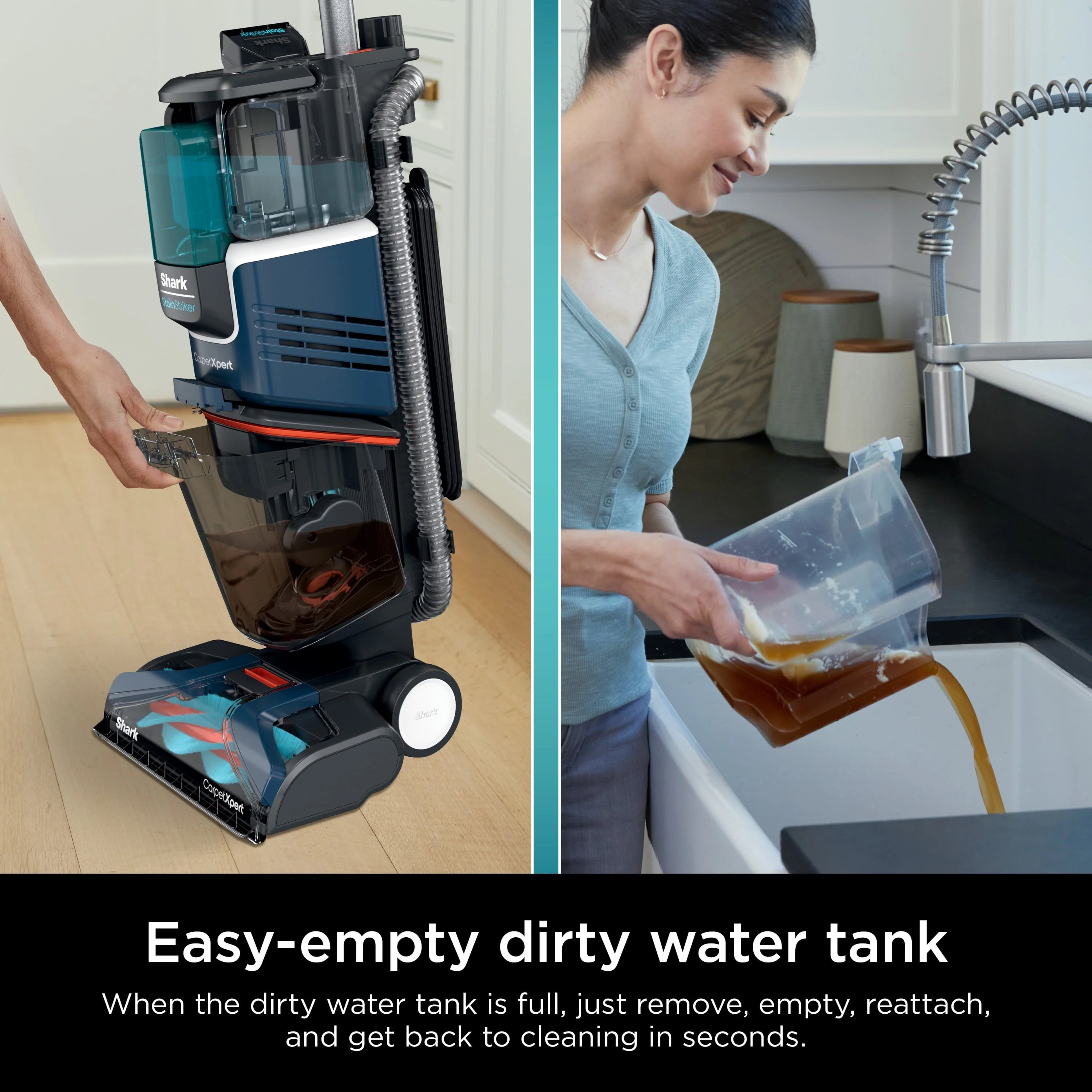 Shark CarpetXpert with StainStriker, Upright Carpet, Area Rug Upholstery Cleaner for Pets, Built in Spot Stain Eliminator, Deep Cleaning Tough Stain Removal, Carpet Shampooer, Navy, New,EX200 Image 7