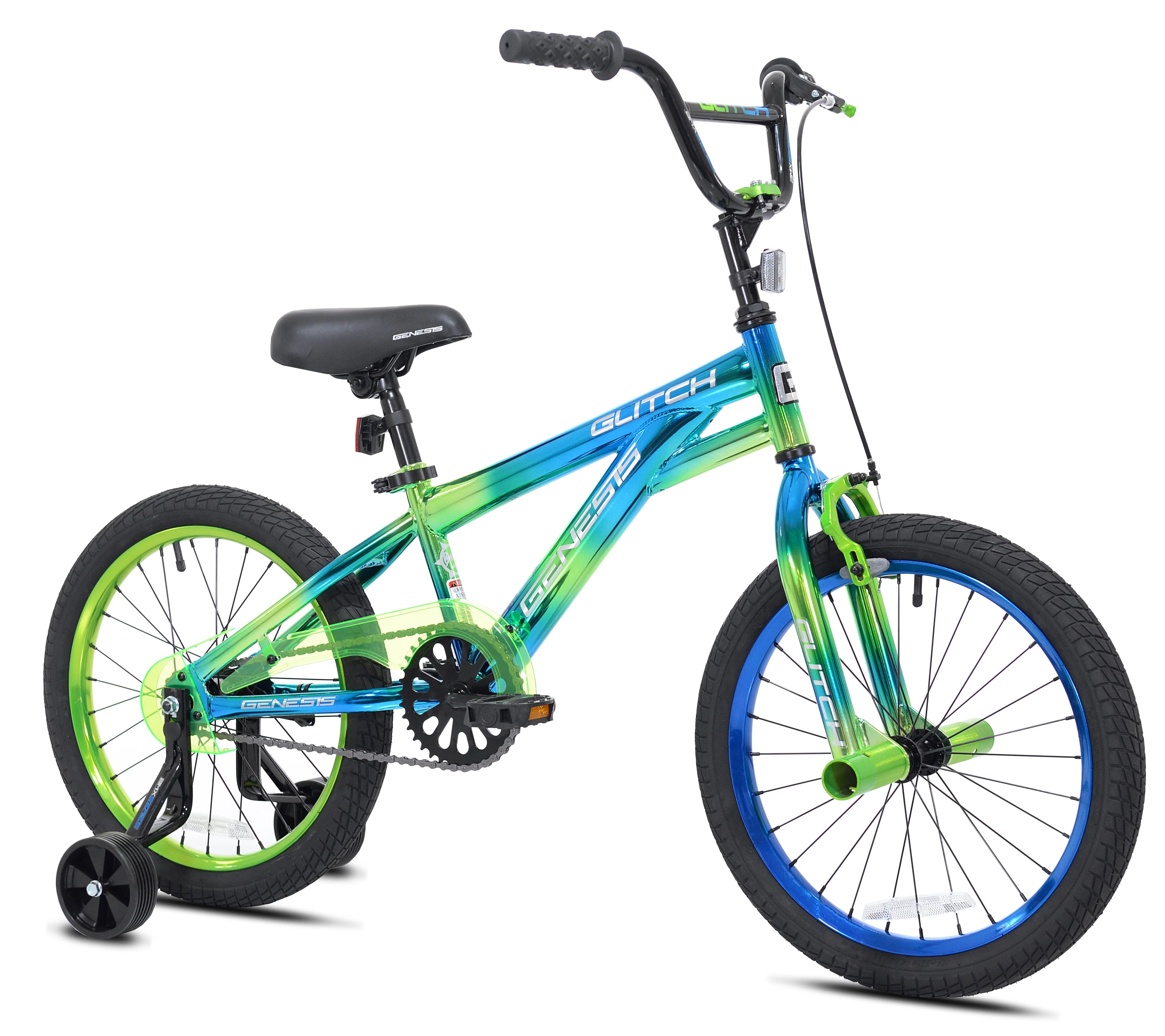 18" Glitch Boy's BMX Bike, Blue/Green - Image 2