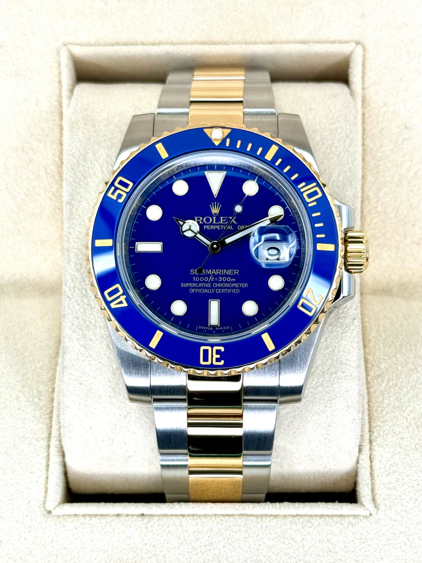 [Super Clone]Rolex Submariner Two-Tone Yellow Gold & Steel Rolesor - Blue Dial Ceramic Bezel (Ref# 116613LB)