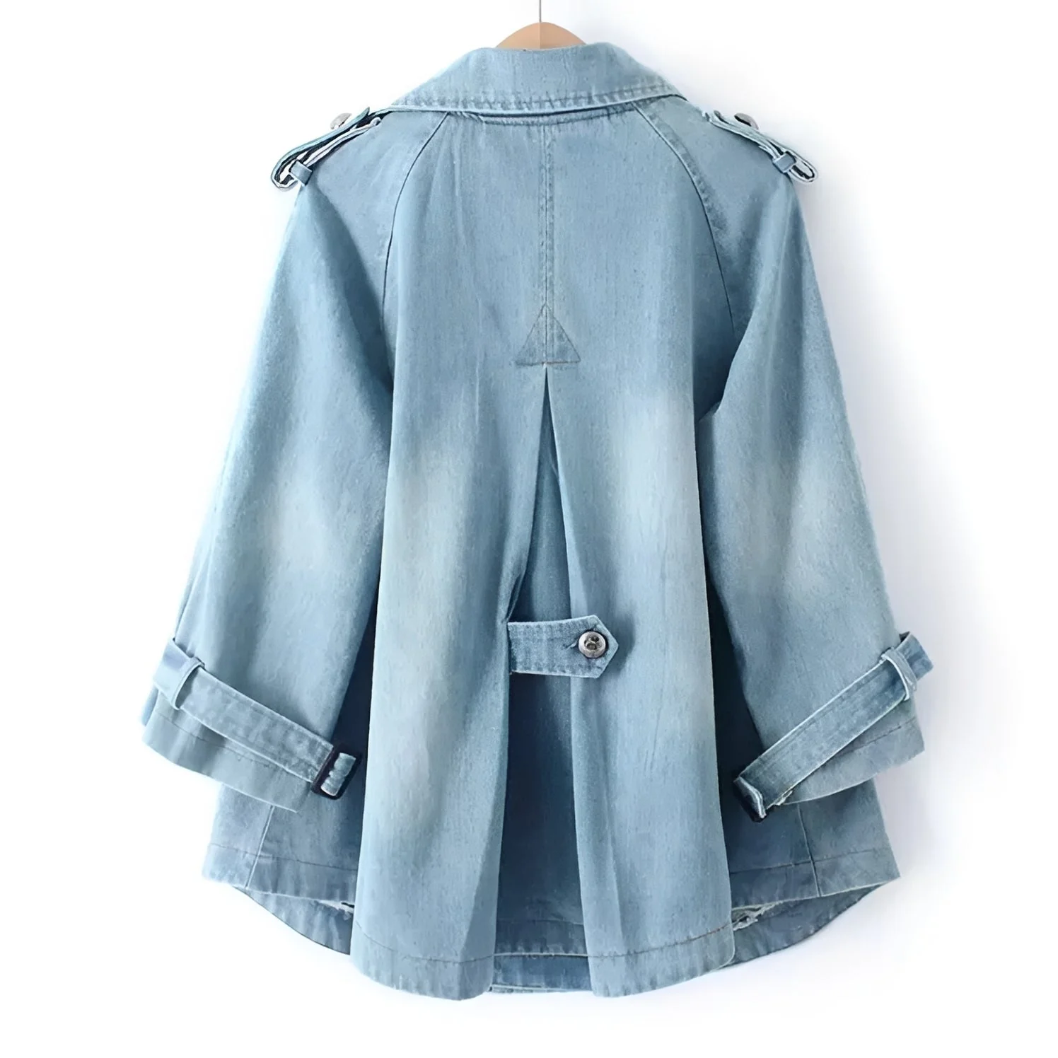Faye - Manteau Cape en Denim Élégant