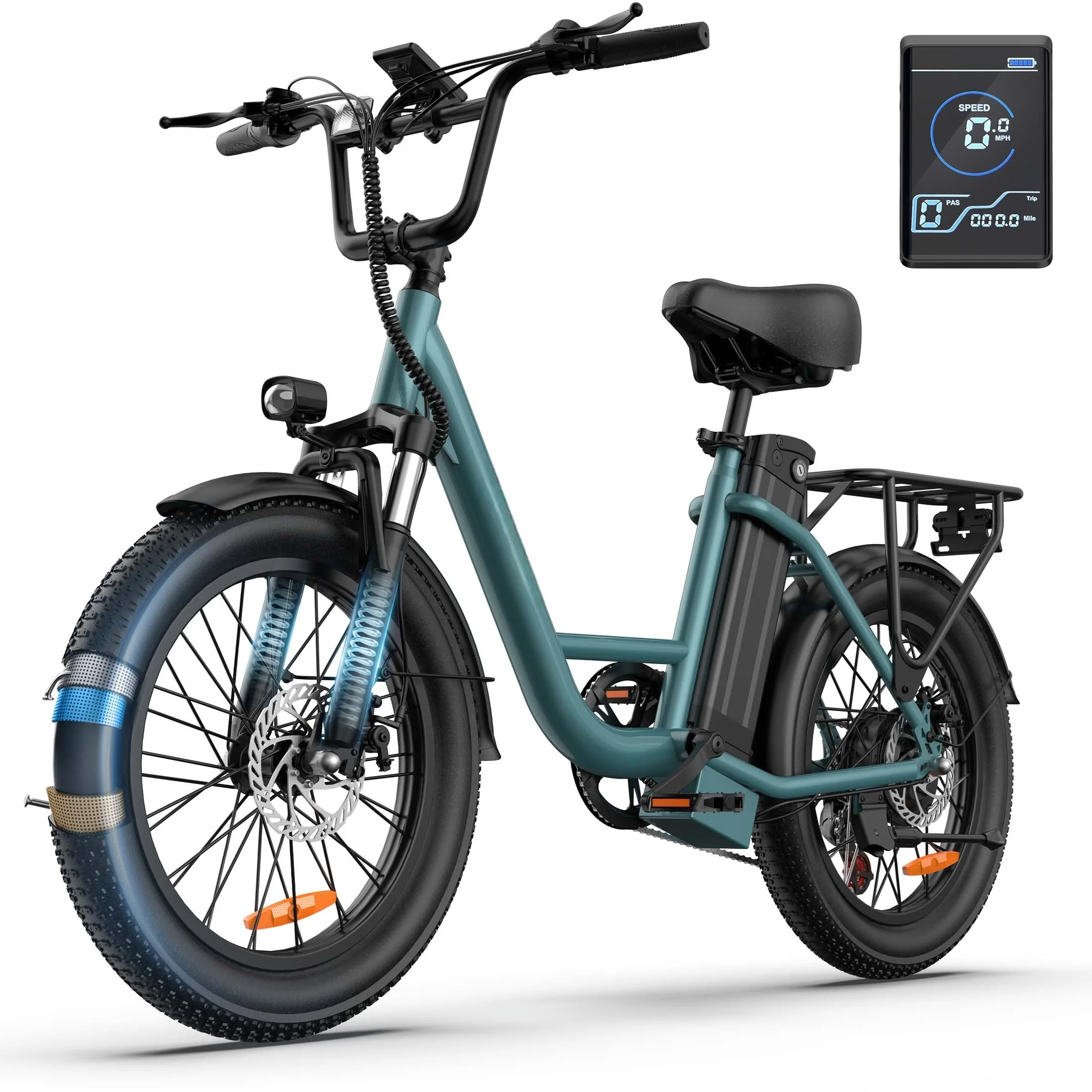 Electric Bike for Adults, 745W Peak Motor Ebike, 48V 13ah Removable Battery, 20MPH, 80 Miles Max, 20