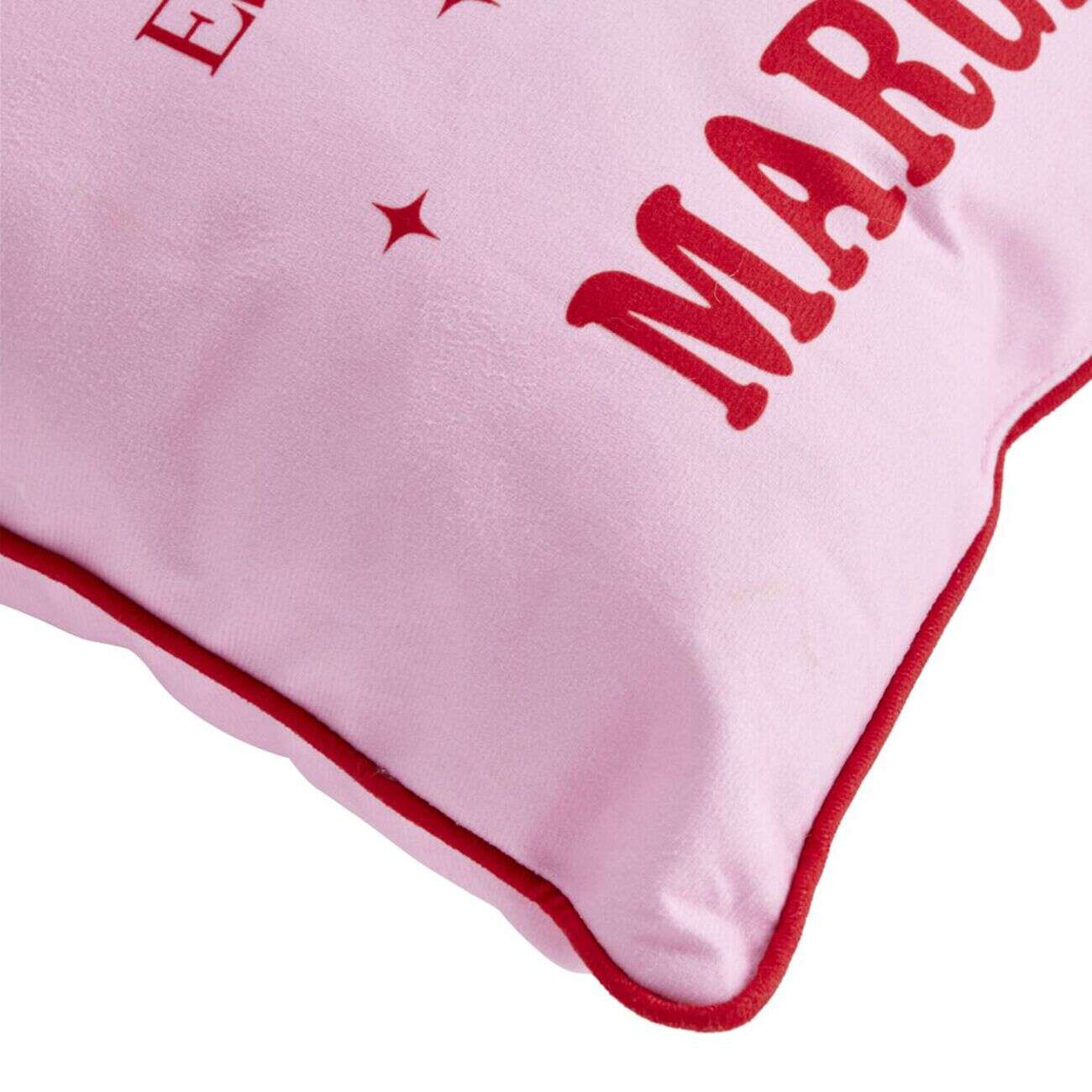 Coussin carré inscription Cocktail Club Margarita rose et rouge 40x40cm