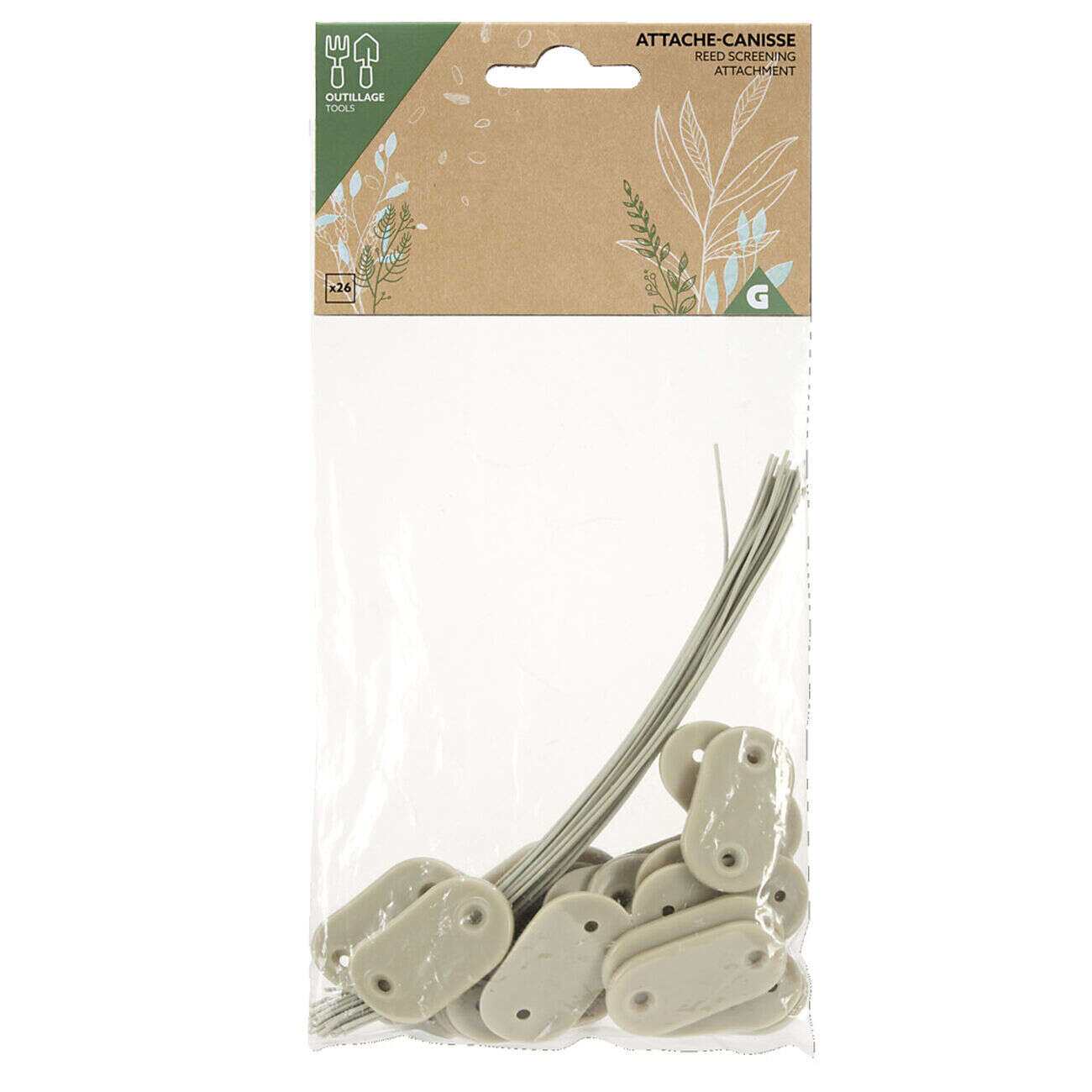 Attache brise-vue x26 métal et plastique jaune 15x10cm