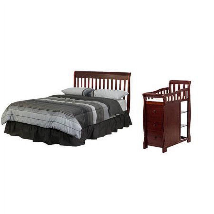 Dream on Me Brody 5 - in - 1 Convertible Crib with Changer. Cherry