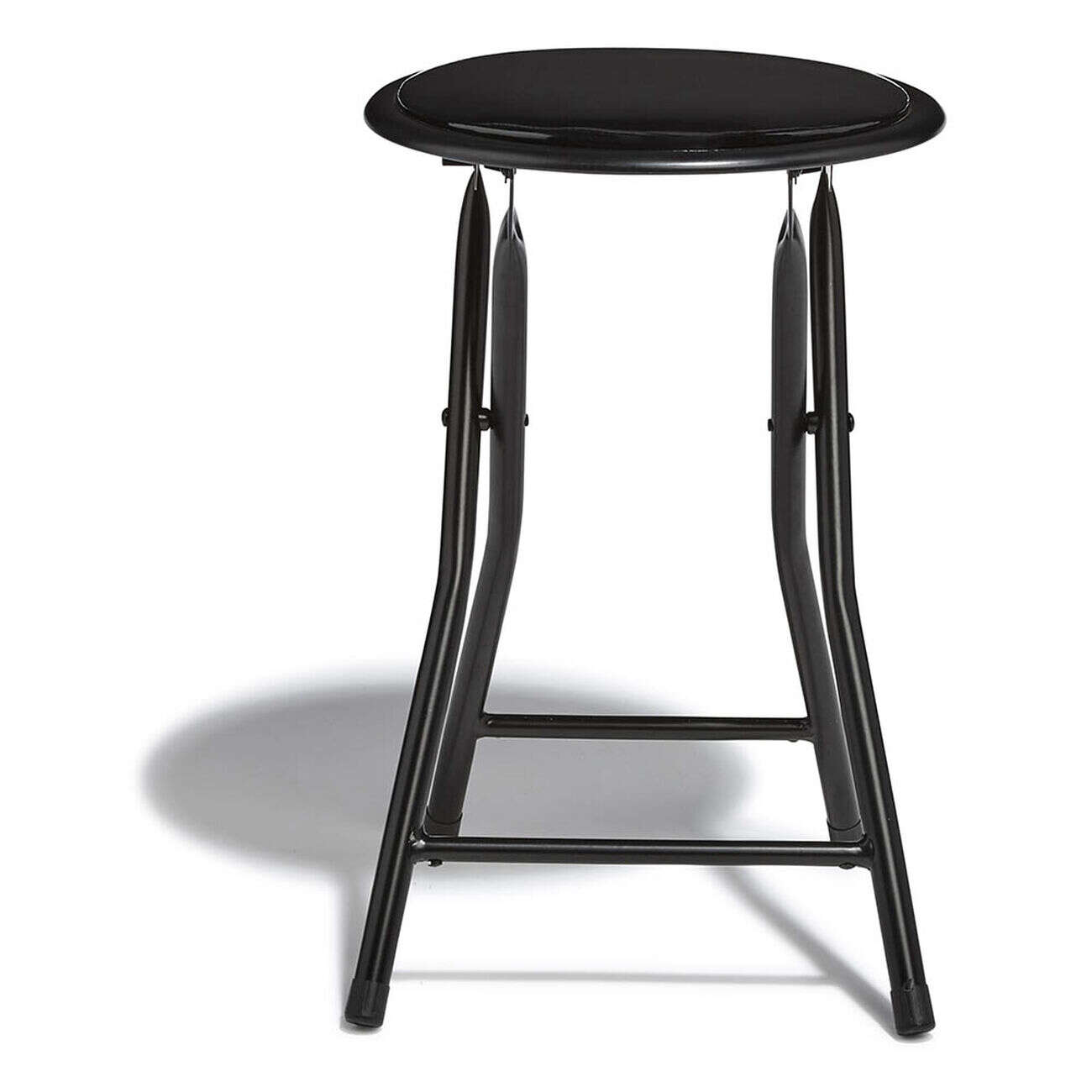 Tabouret pliant Aiden métal et pvc Noir L.30 x P.35 x H.45 cm