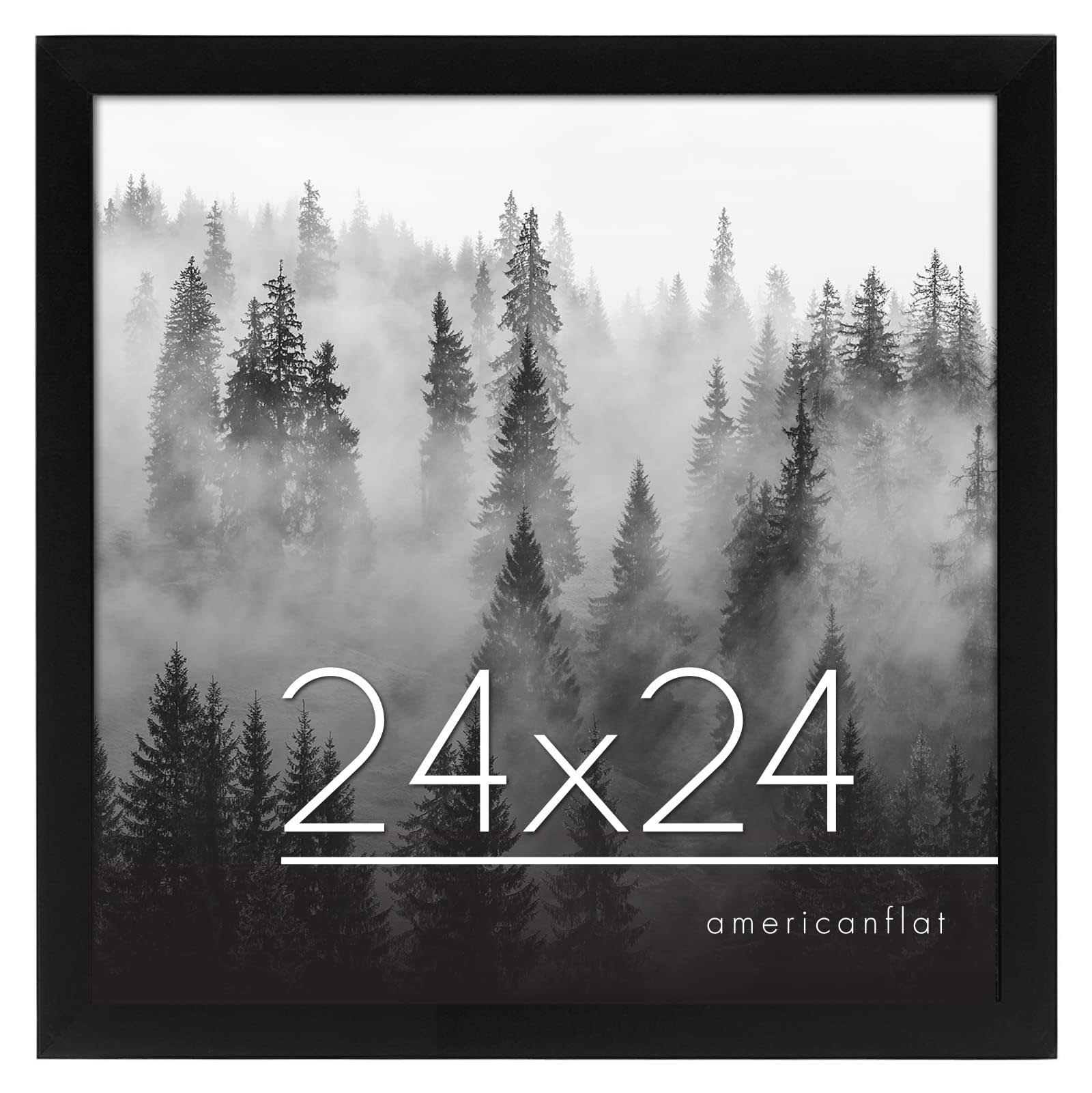 Americanflat 24x24 Poster Frame in Black with Polished Plexiglass - Horizontal and Vertical Formats with Included Hanging Hardware