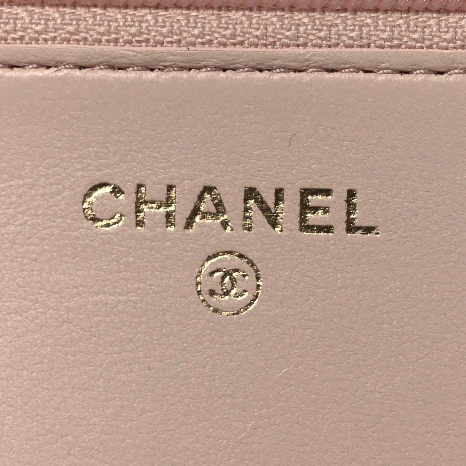Lambskin Quilted CC Pearl Crush Wallet on Chain WOC Light Pink