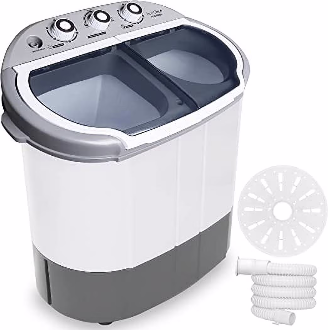 Pure Clean 110 Volt 2 in 1 Compact and Portable Washer and Dryer, Gray(Gray)