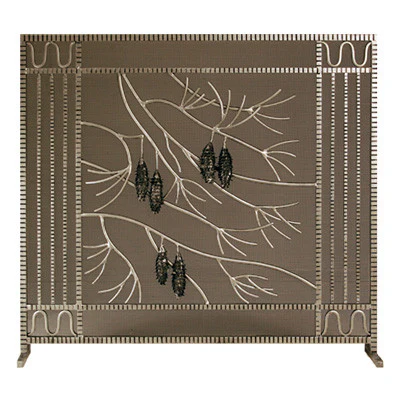 Edgar Brandt Pinecone Fireplace Screen Door - TA Screen Specialist, Inc.