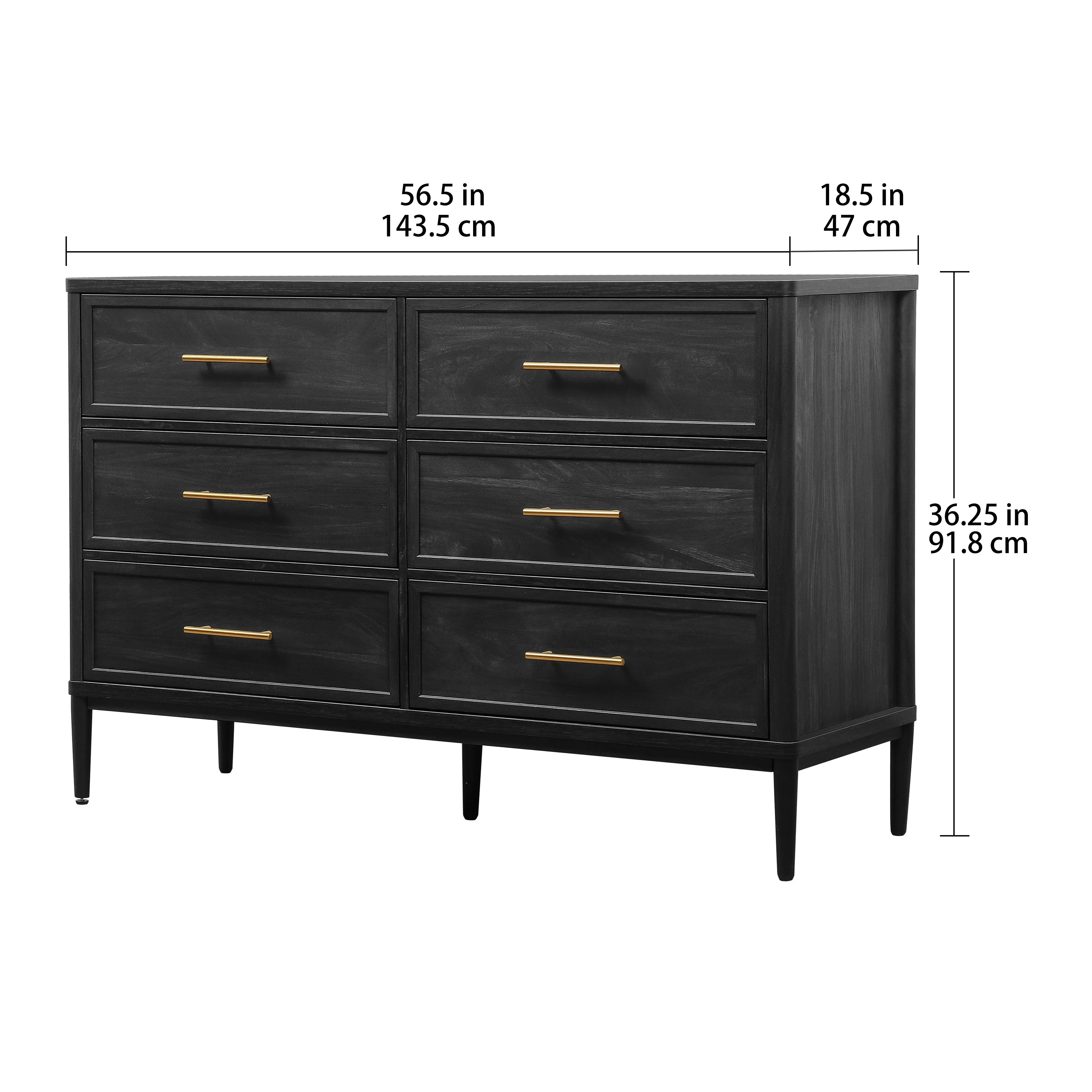 Better Homes & Gardens Oaklee 6 Drawer Dresser, Charcoal Finish