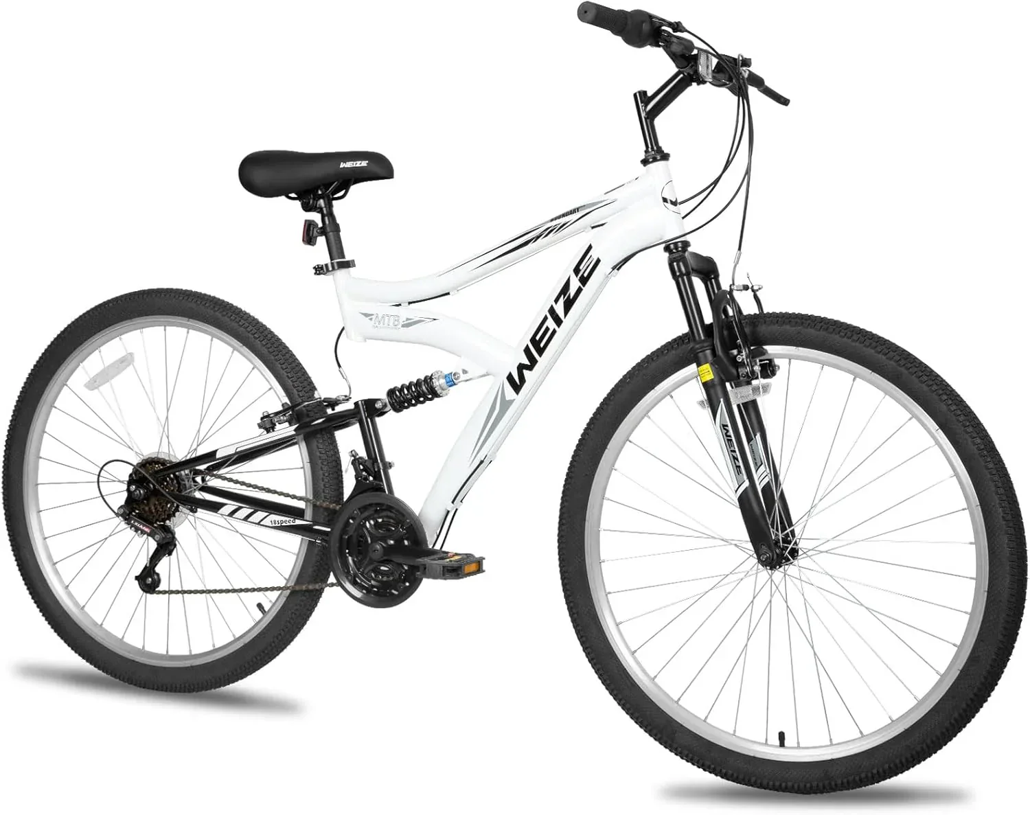 VTT WEIZE 26/27,5 pouces, vélo hybride d'extérieur, 18 vitesses, cadre en acier à haute teneur en carbone, suspension intégrale