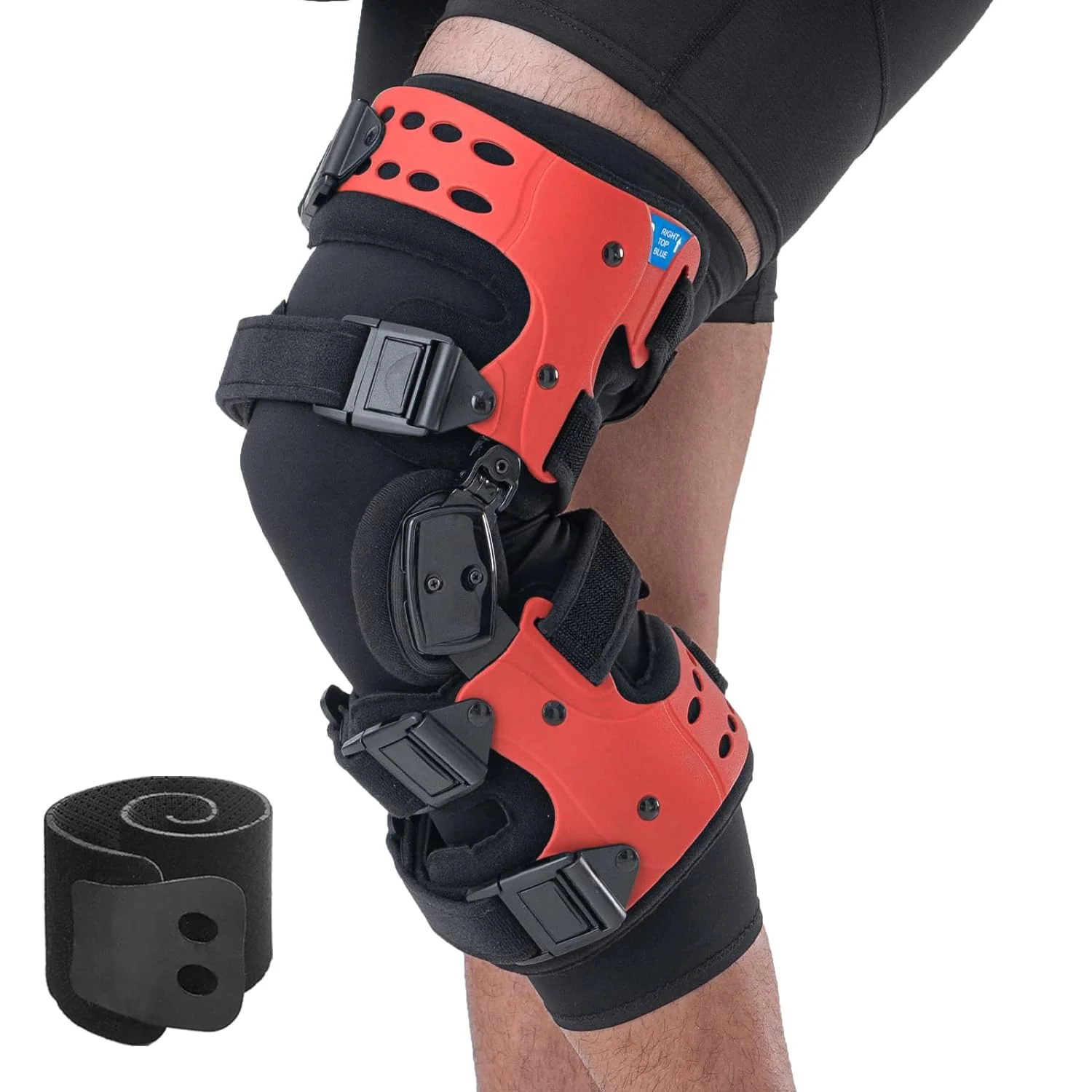 Unloader Knee Brace with Sleeves and Anti-Strap for Osteoarthritis, Load Rheumatoid Arthritis, Bone on Bone Offloader, Cartilage Repair, Degeneration, Lateral Unloader Knee Brace (Blue R)