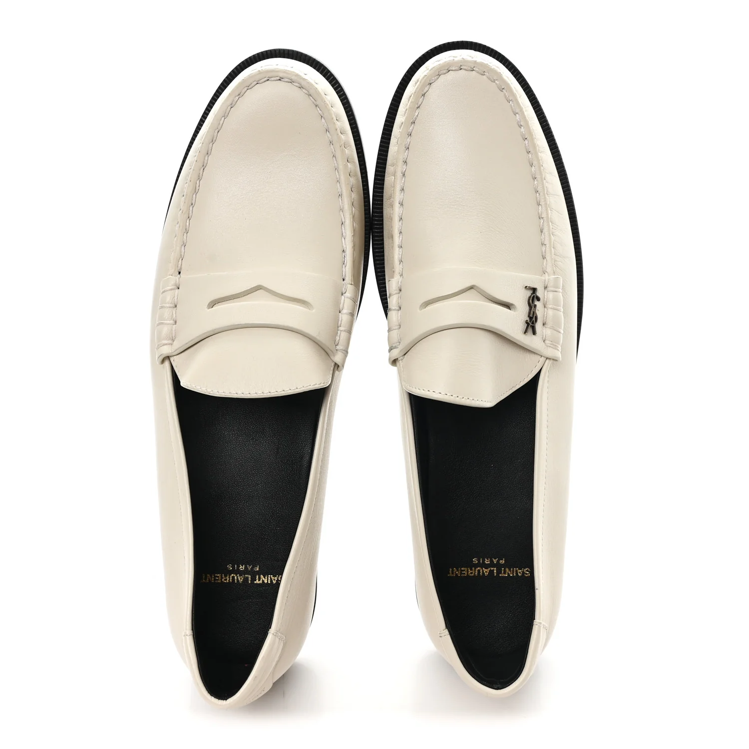 Calfskin Penny Loafers 41.5 Pearl