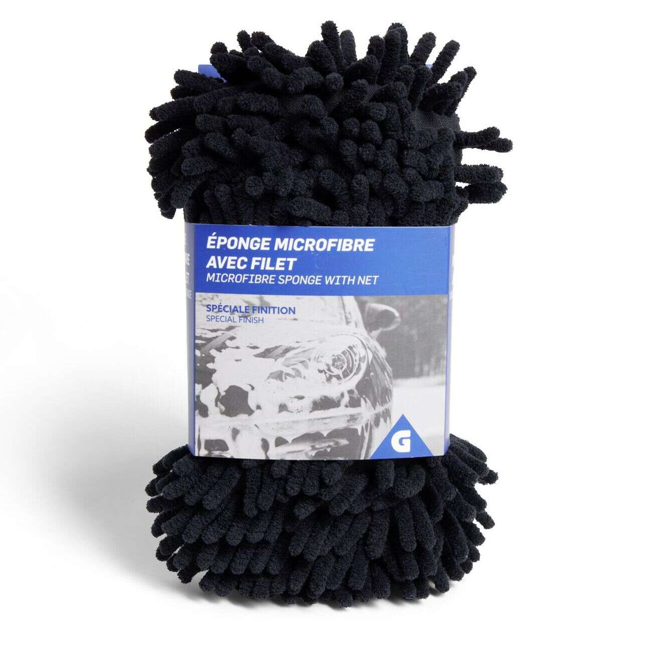 Éponge nettoyante voiture microfibre rouge avec filet spéciale finition