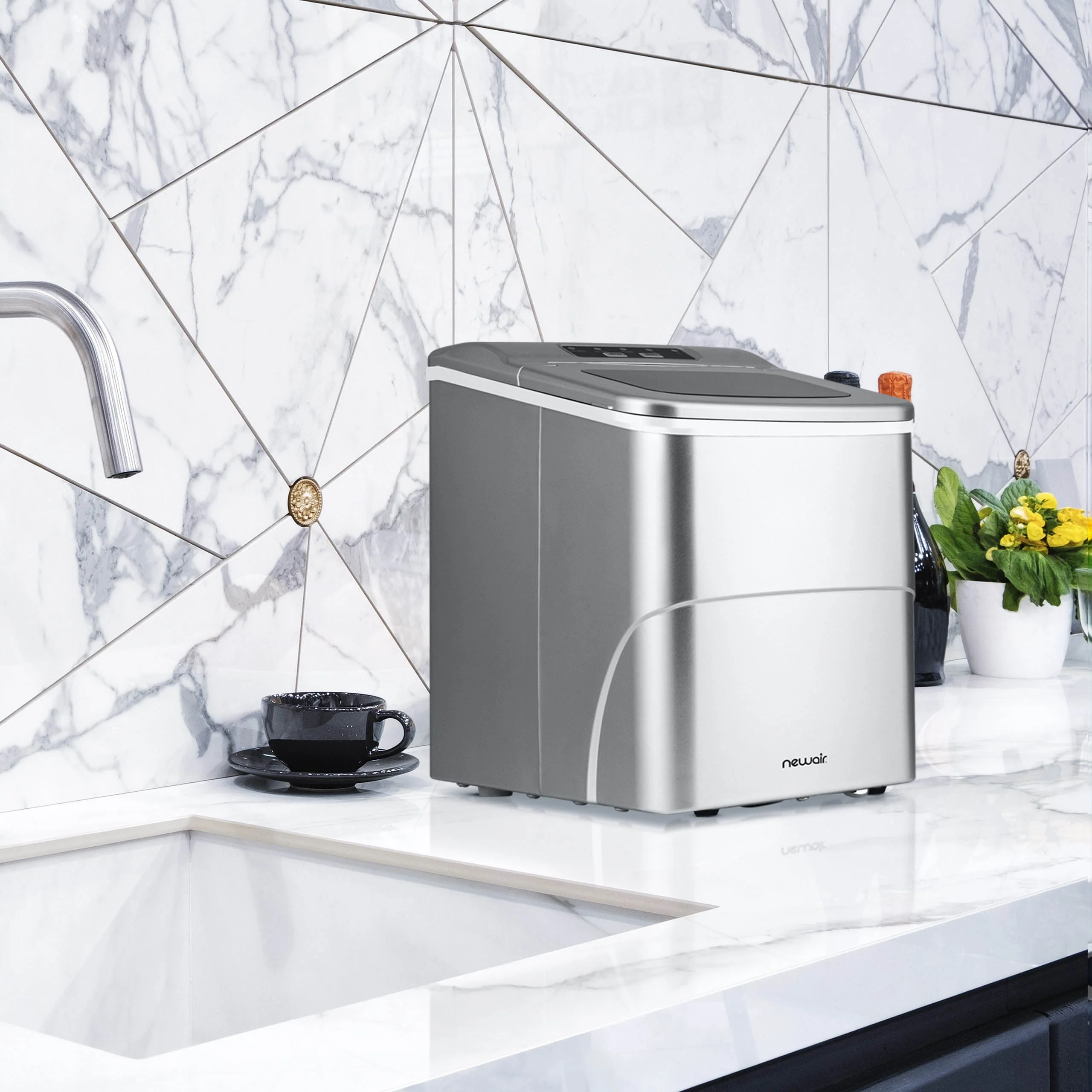 Newair Countertop Bullet Ice Maker in Matte Black or Metallic Silver, 26 lbs/Day