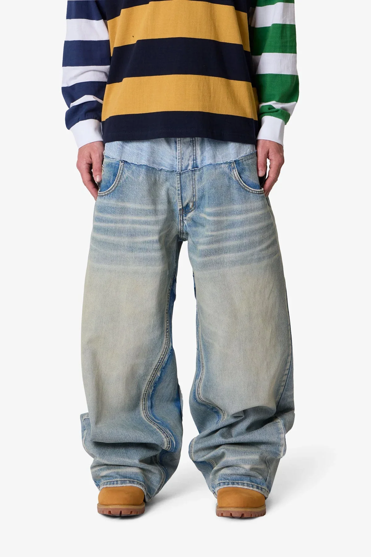 Mega Baggy Layered Denim - Medium Blue