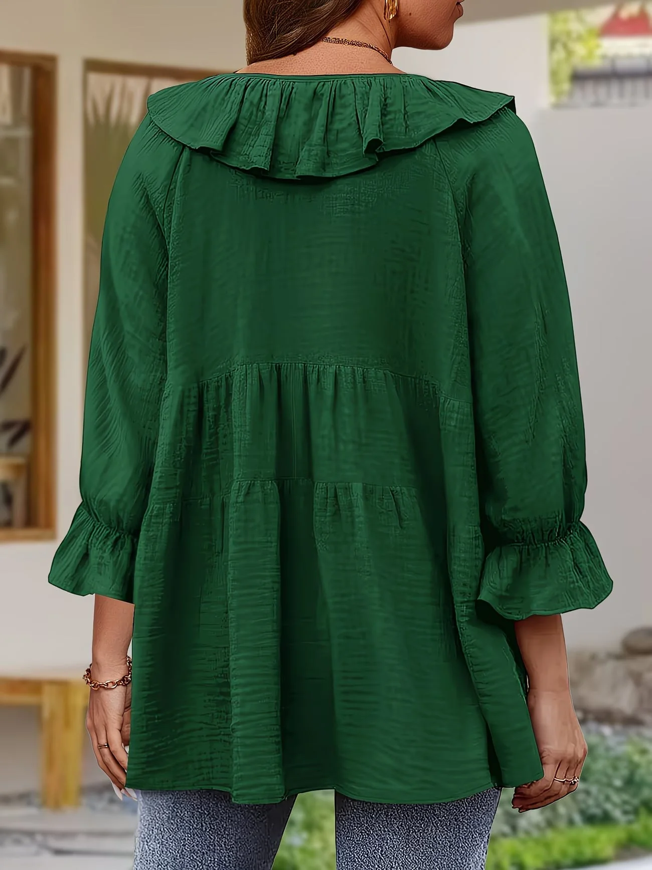 Blouse Femme Élégante à Col Volanté