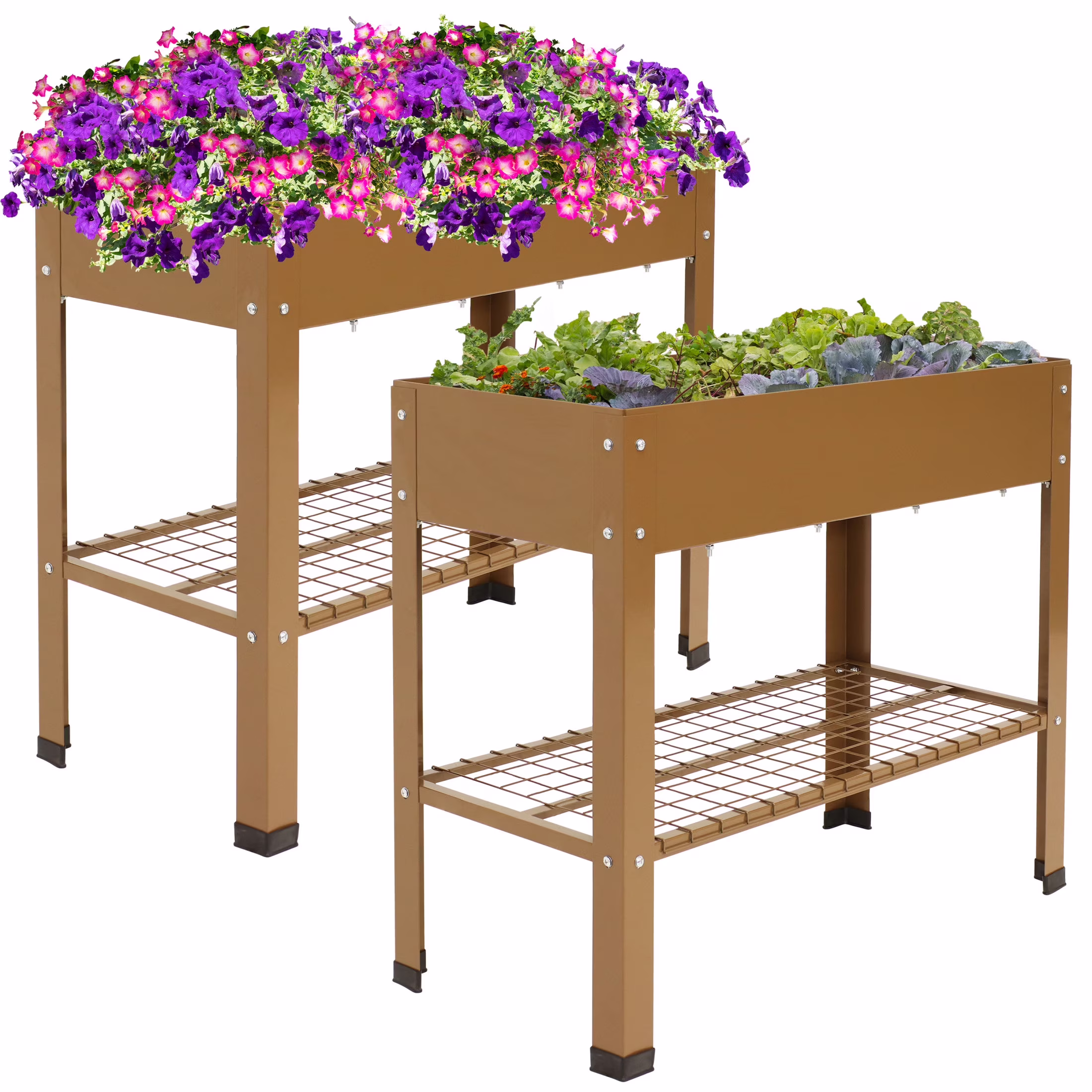Sunnydaze 35.75 x 16 x 31.75 Black Galvanized Steel Raised Garden Bed, Set of 2