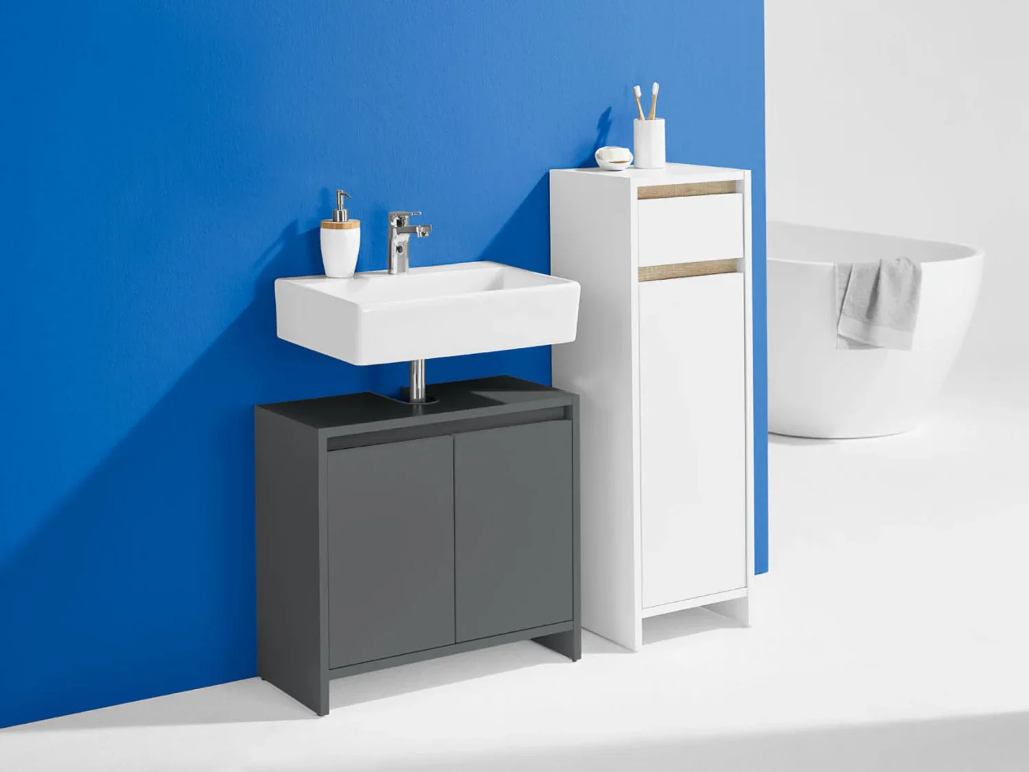 LIVARNO home Armoire latrale de salle de bains Oslo, 32 x 99 x 30 cm, blanche