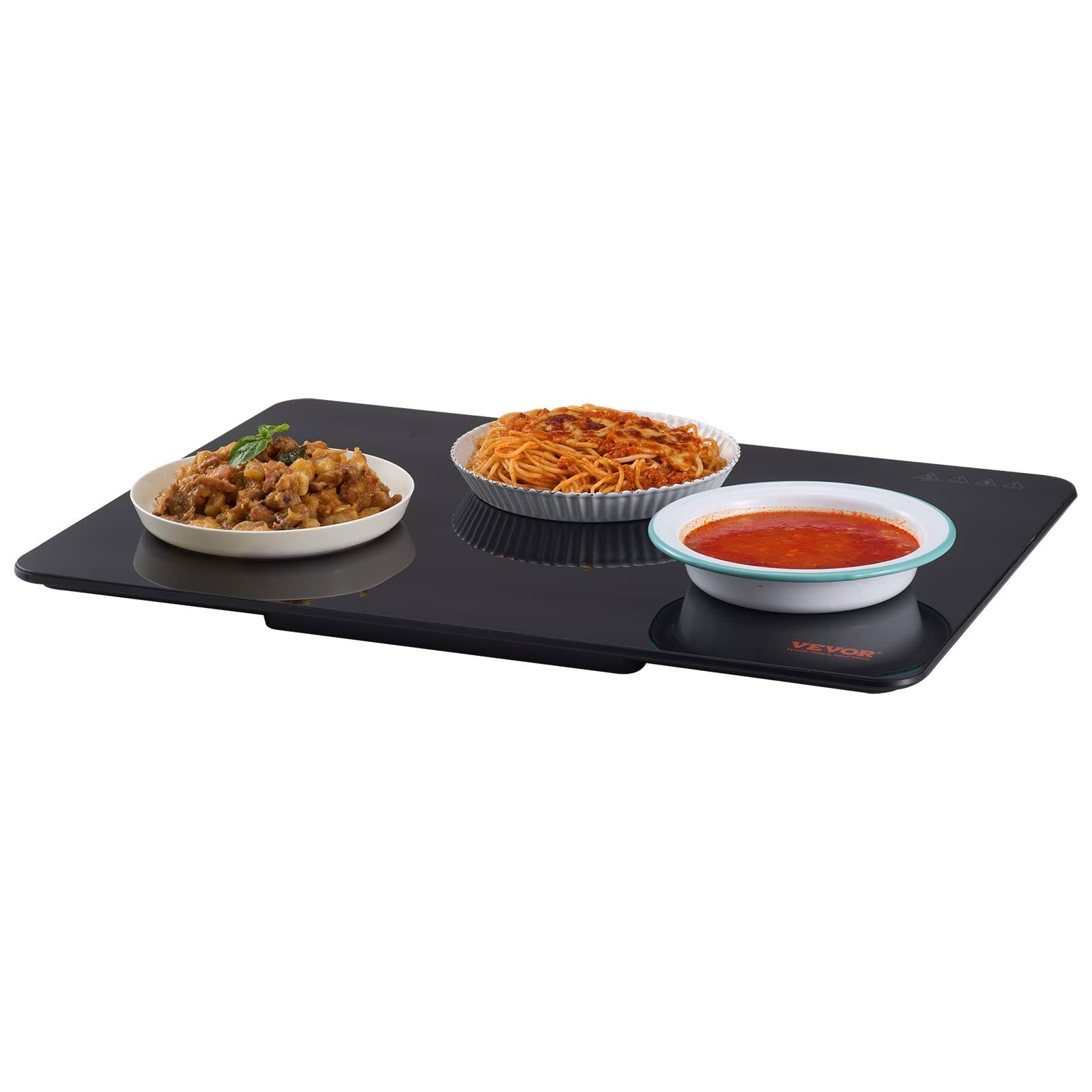 VEVOR Electric Warming Tray 16.5 in. x 23.6 in. Portable Tempered Glass Heating Tray with Temperature Control, Black
