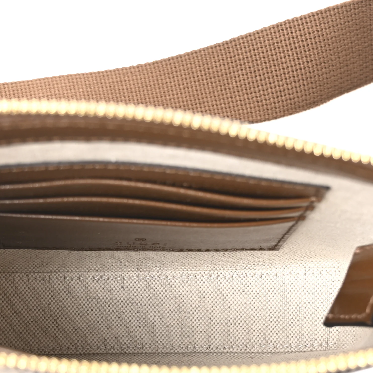 GG Supreme Monogram Azalea Calfskin Small Retro Interlocking G Wristlet Messenger Bag Beige Ebony Brown Sugar