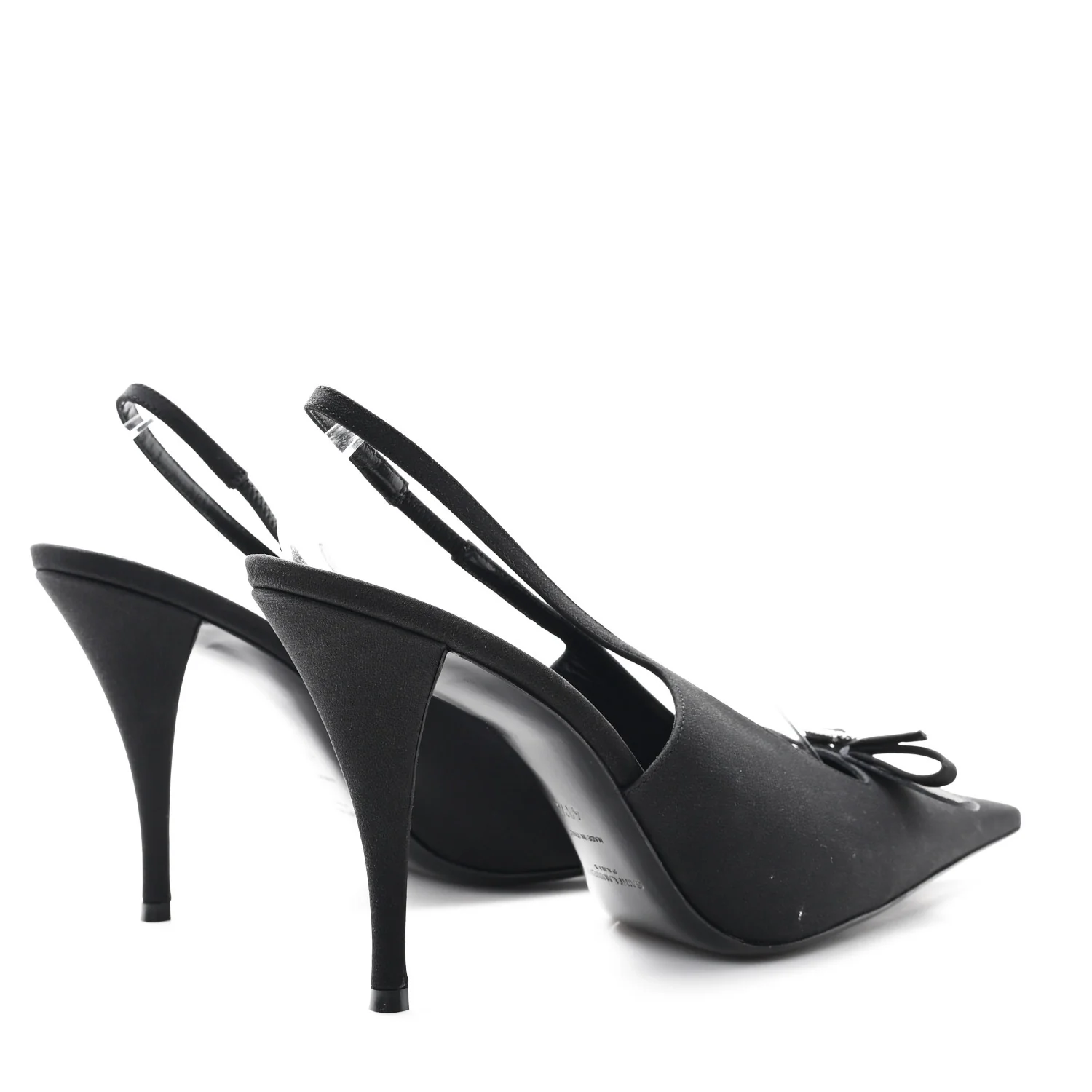 Crepe De Chine Crystal Bow Slingback Pumps 41.5 Black