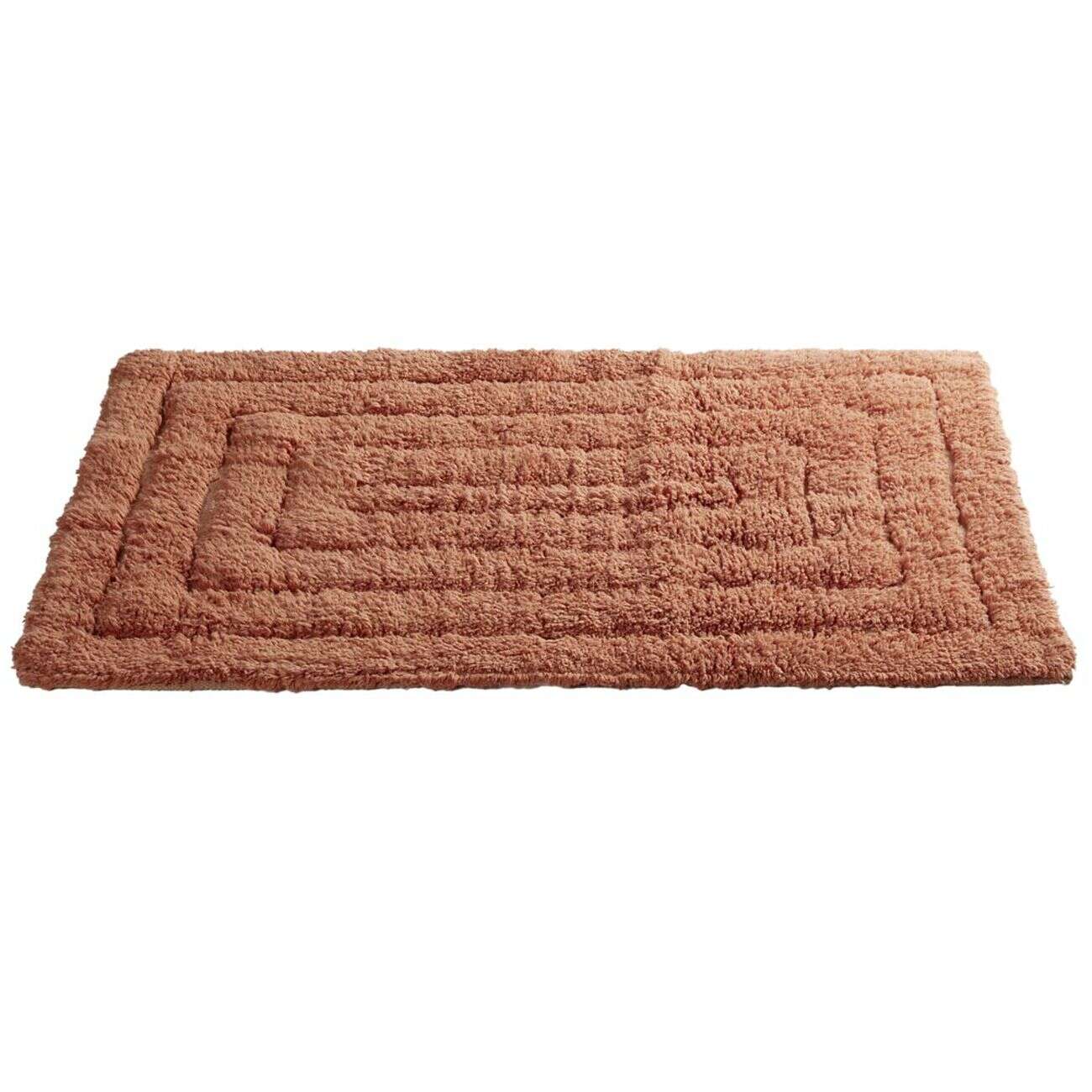 Tapis salle de bain rectangulaire coton terracotta 45x70cm
