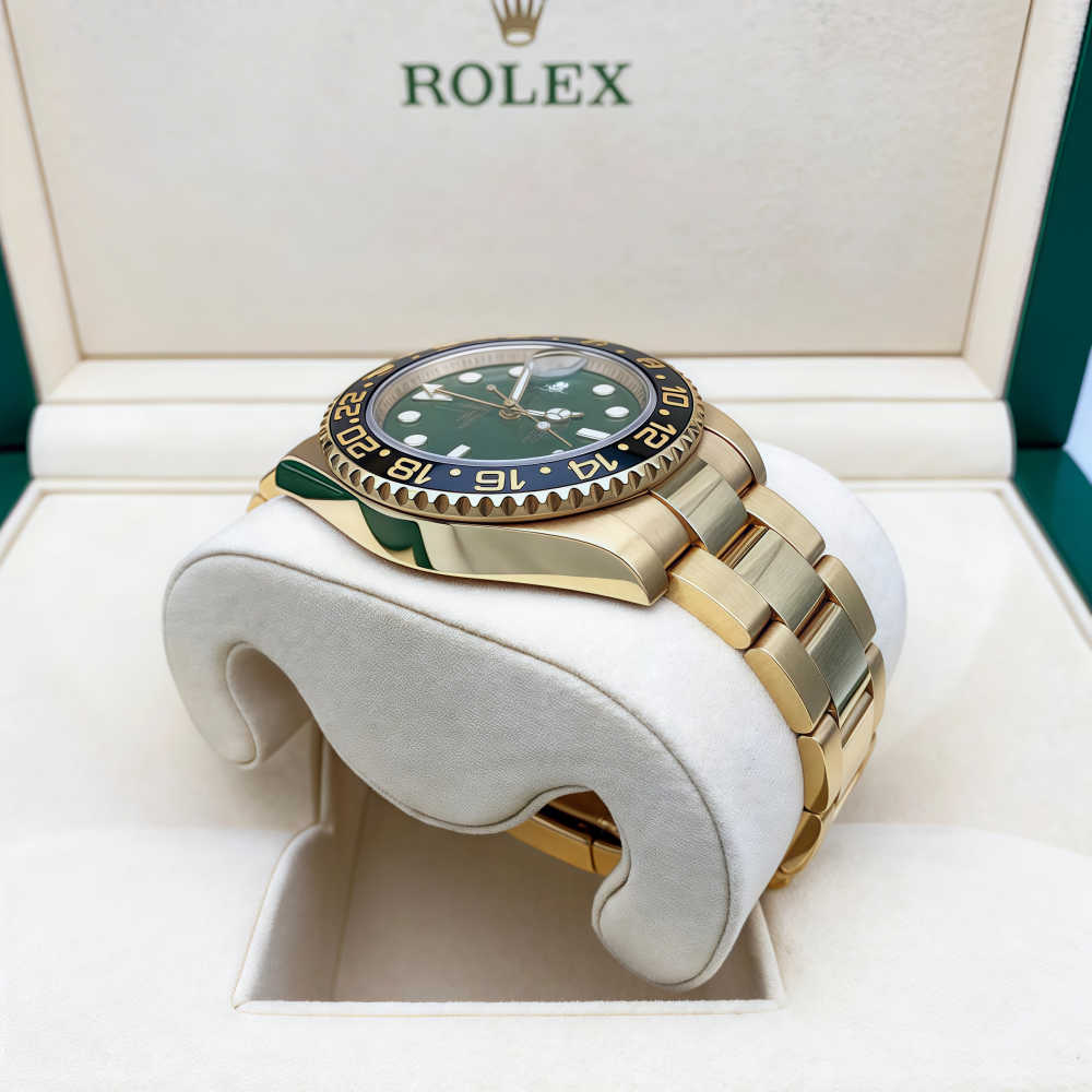 [Super Clone]Rolex 40mm GMT Master II Yellow Gold Green Dial - 116718gso