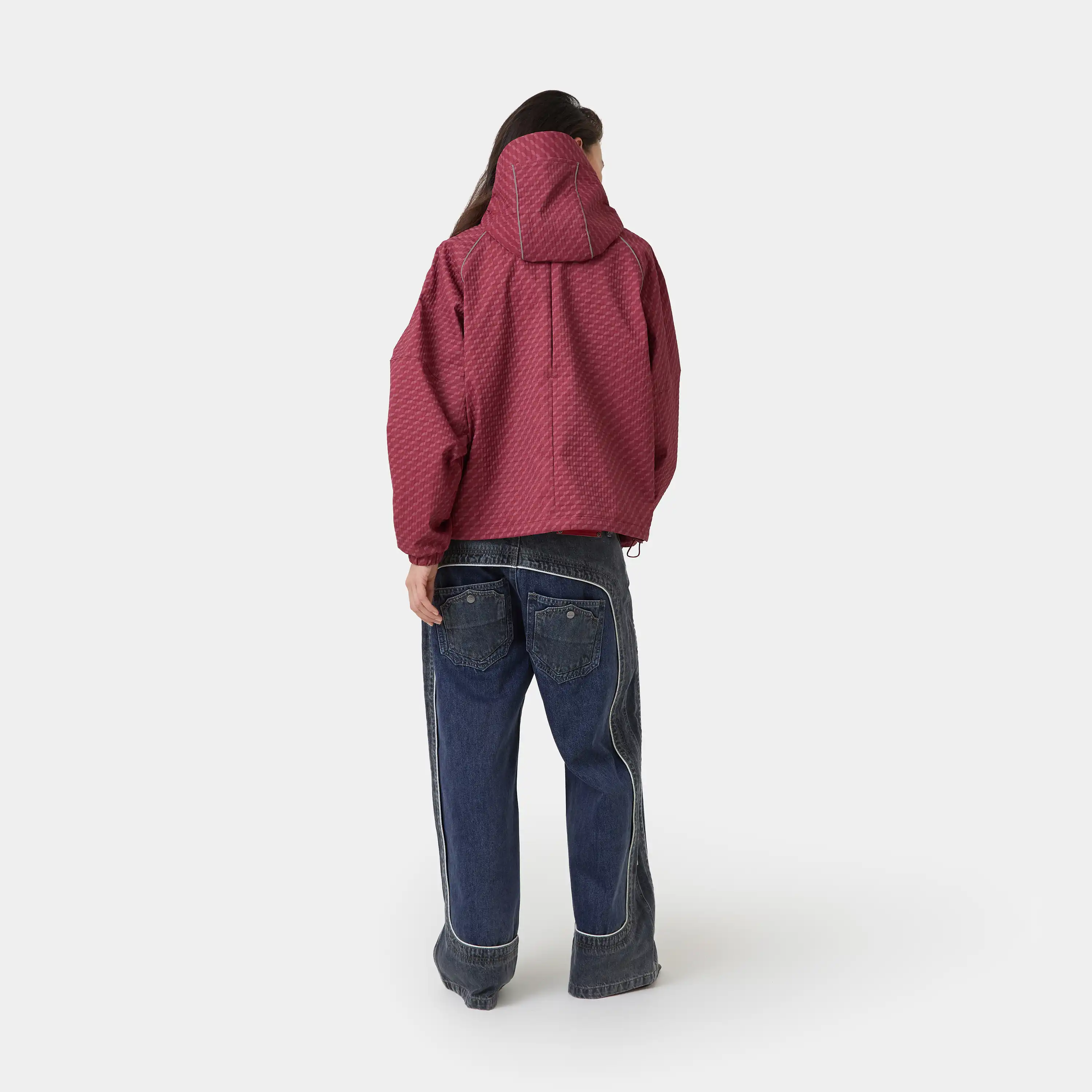 Echo Burgundy Grid Windbreaker