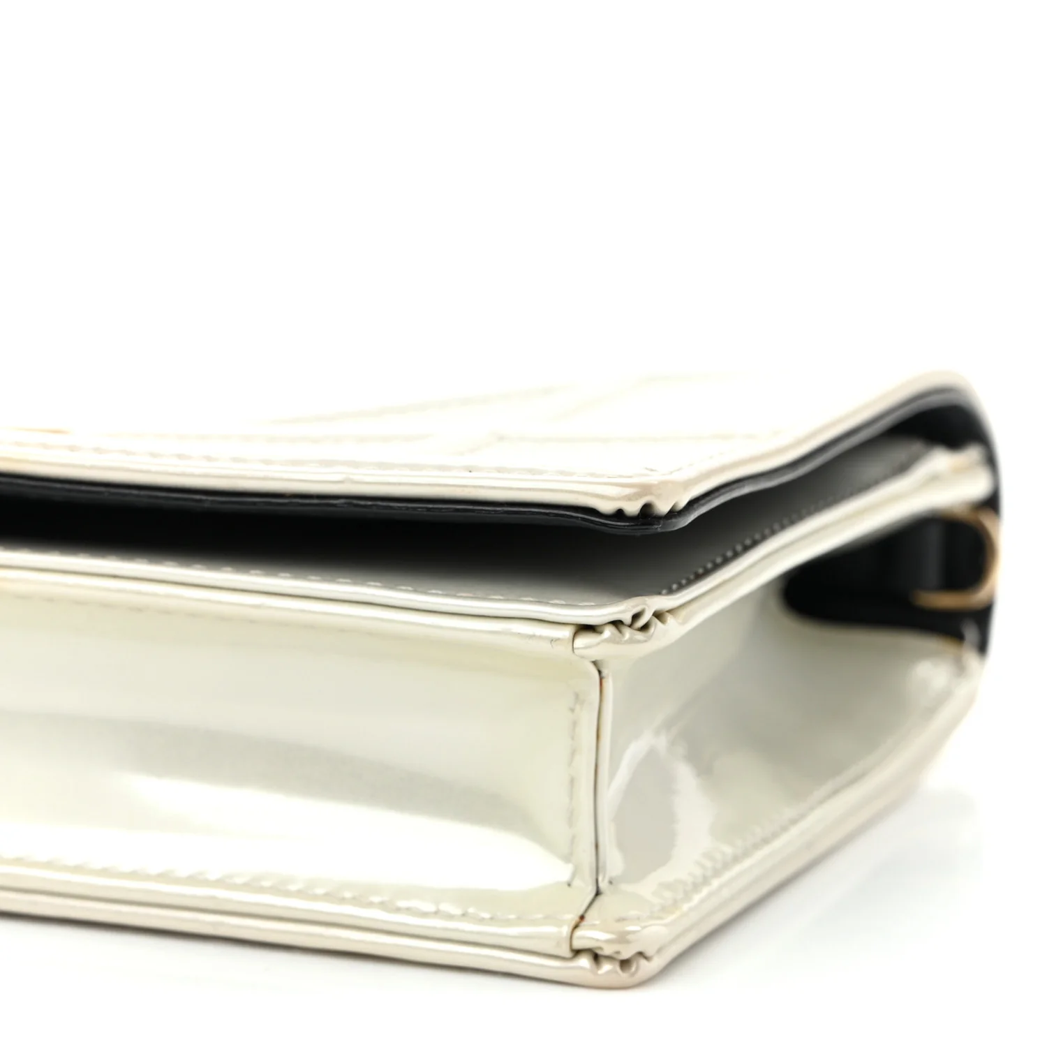 Patent Micro-Cannage Diorama Wallet on Chain Pouch White