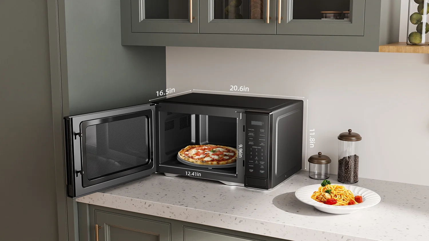 1.1 cu ft Microwave Oven in black - Image 3
