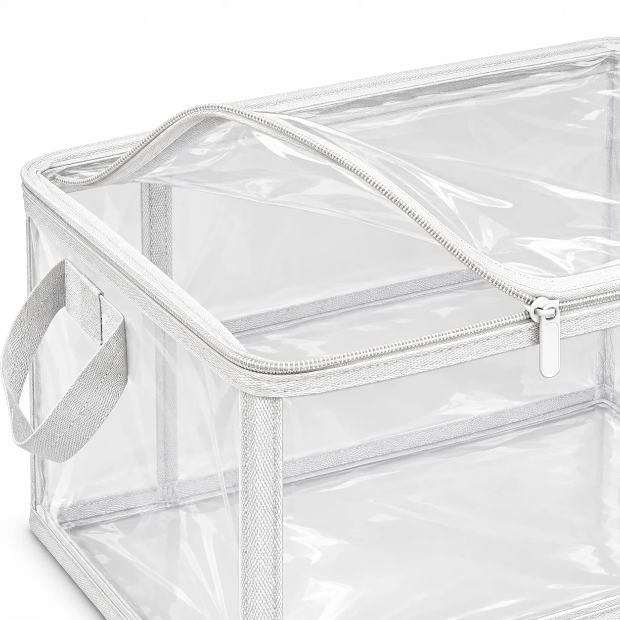 Clear White-Trim Clothes Storage Bag, Medium