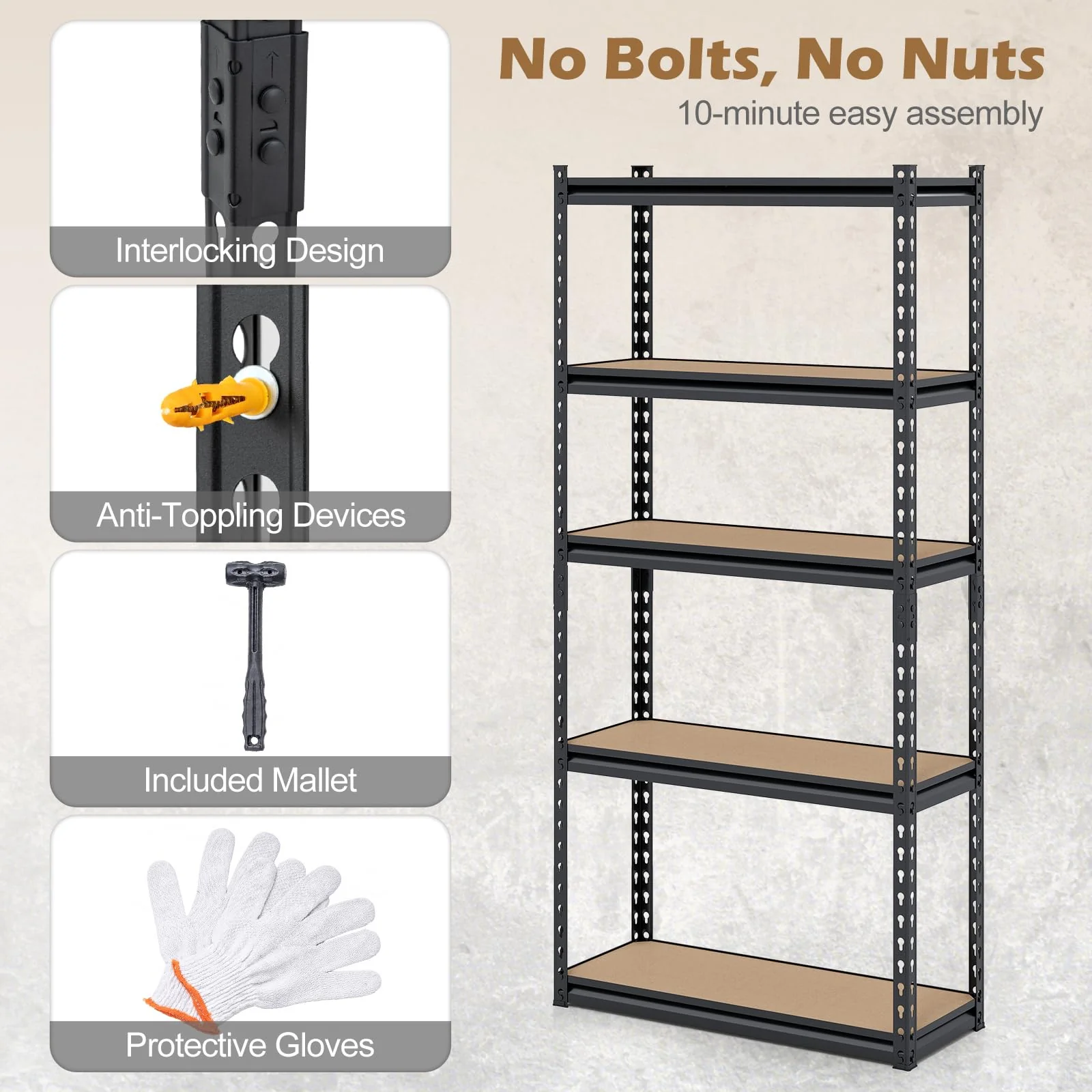Tangkula 5-Tier Heavy Duty Garage Shelving Units w/Adjustable Utility Rack (30