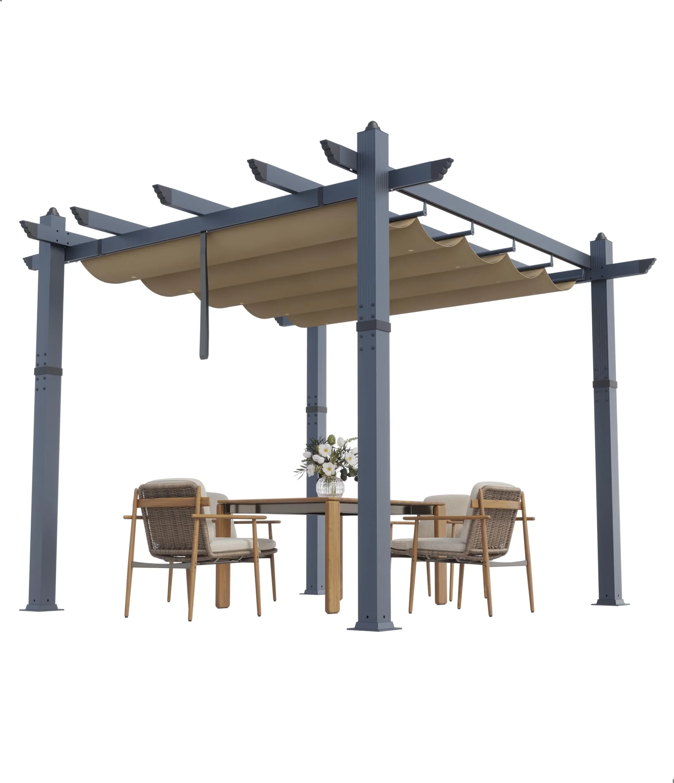 Huisuilinss Retractable Pergola,Aluminum Pergola,Outdoor Pergola,Metal Patio Pergola With Adjustable Canopy,Reinforced Frame Sun Shade Shelter For Backyard Porch Lawn Deck Garden
