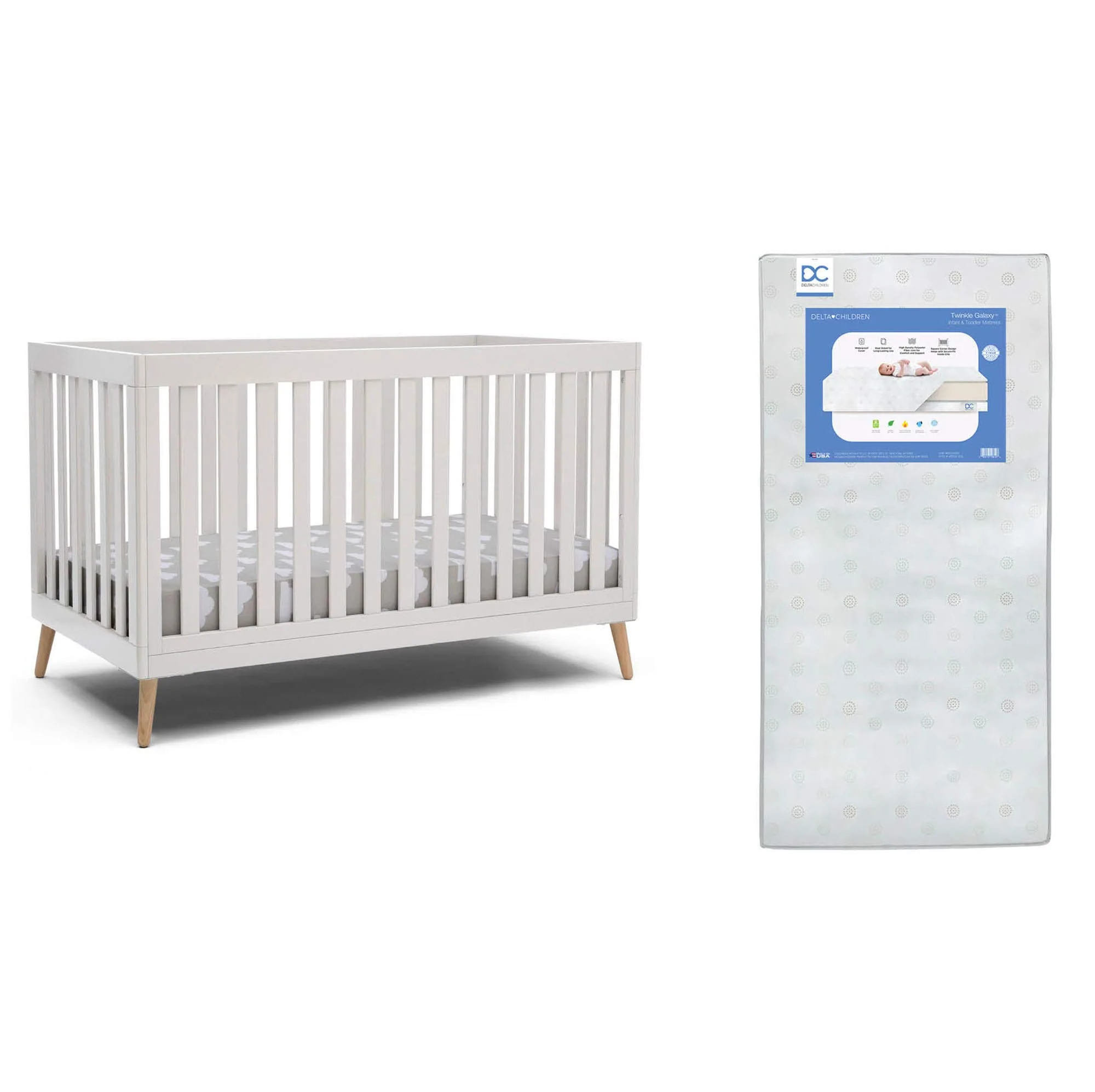 Essex 4-in-1 Convertible Baby Crib with Toddler Mattress
