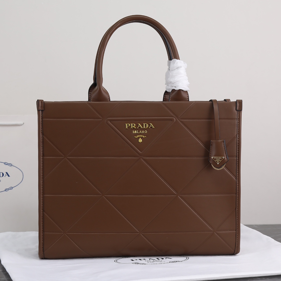 PP big size leather Symbole bag with topstitching