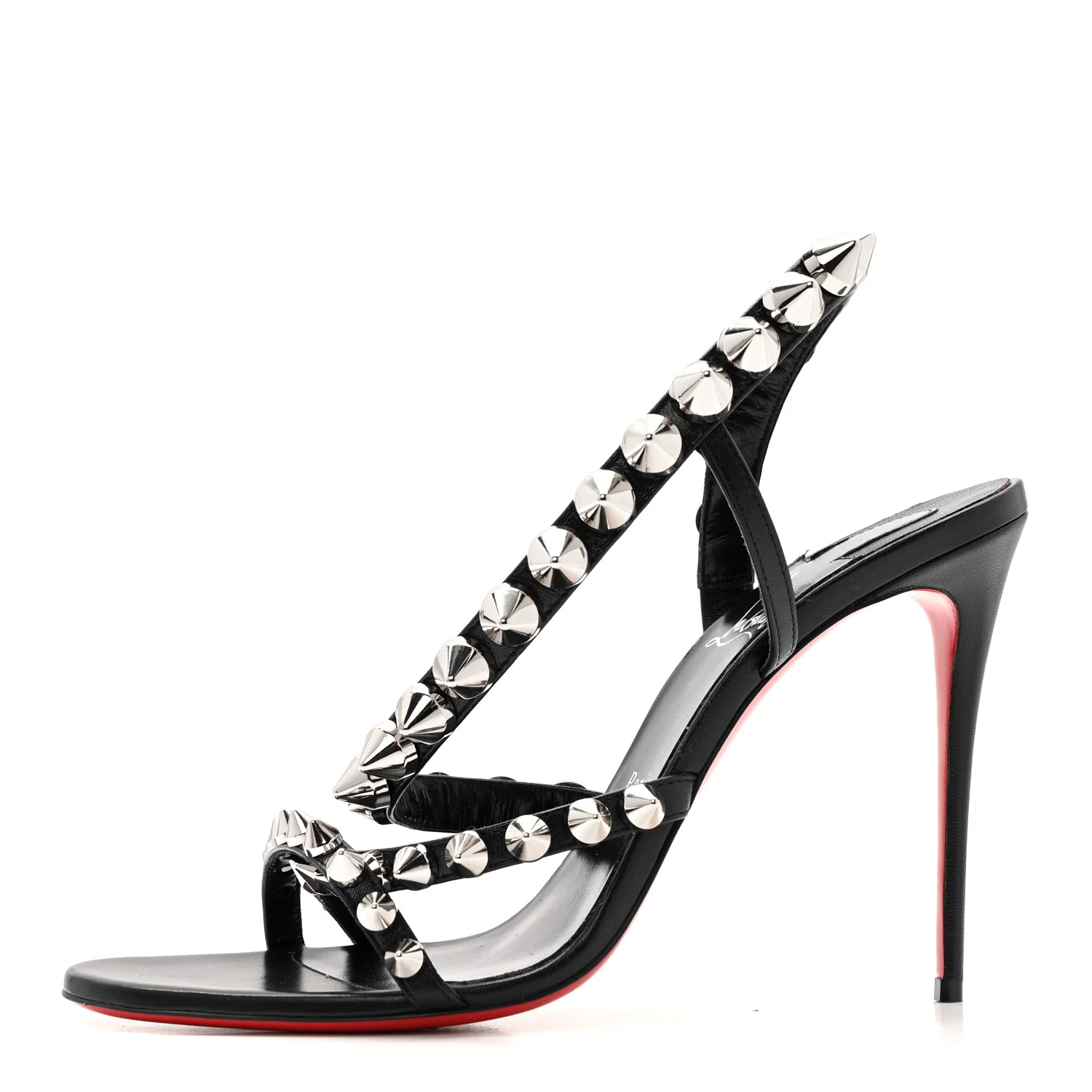 Calfskin Spikita Slingback 100 Stiletto Pumps 41 Black Silver