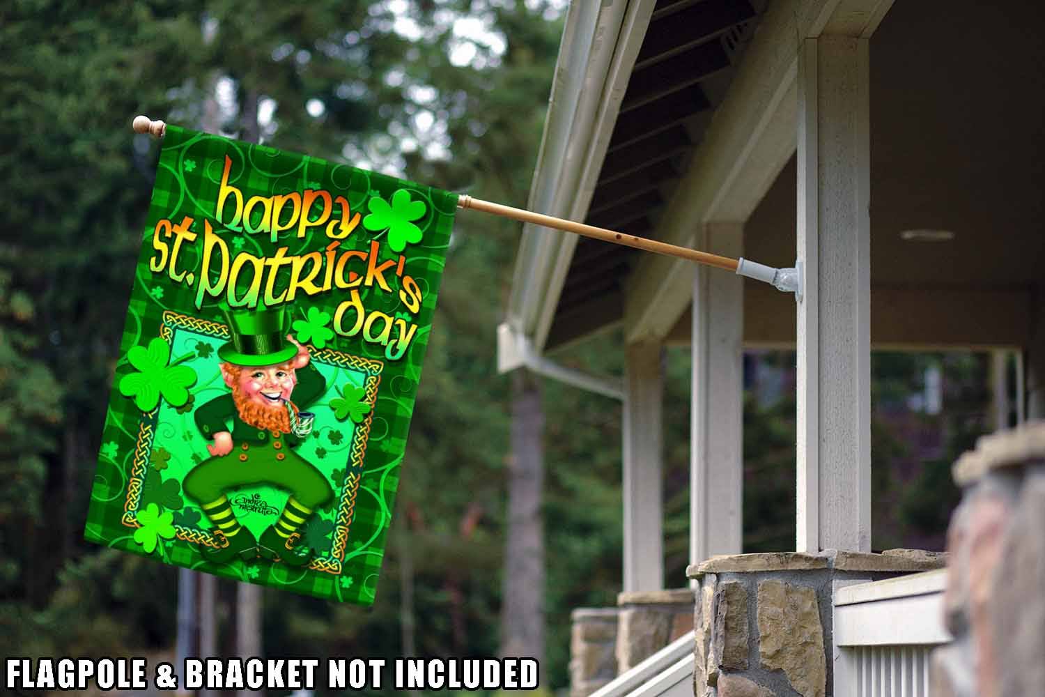 Toland Home Garden Happy Leprechaun Double Sided House Flag