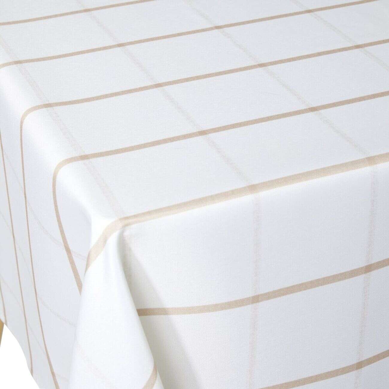 Nappe rectangulaire polyester blanche liseré taupe 150x250cm