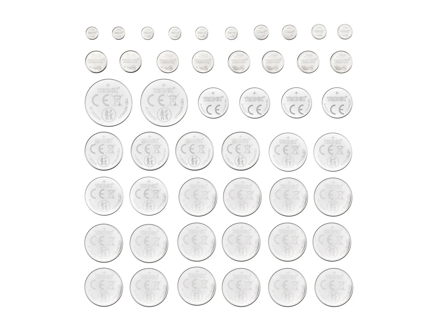 TRONIC Pack de 48 piles bouton