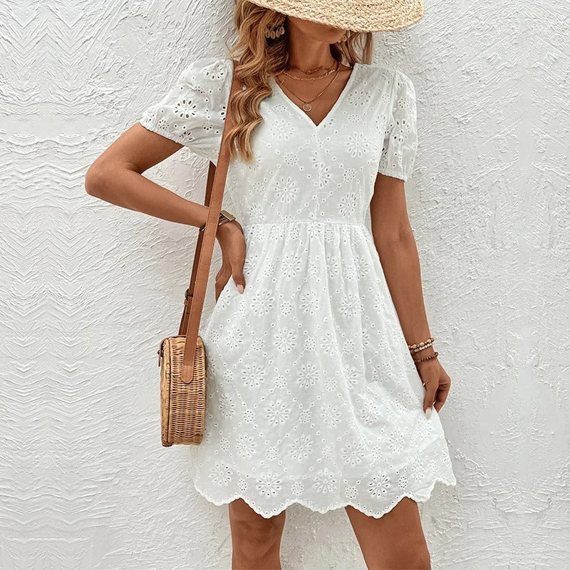 Sophie Paris | Mini-robe dos nu à manches bouffantes et col en V