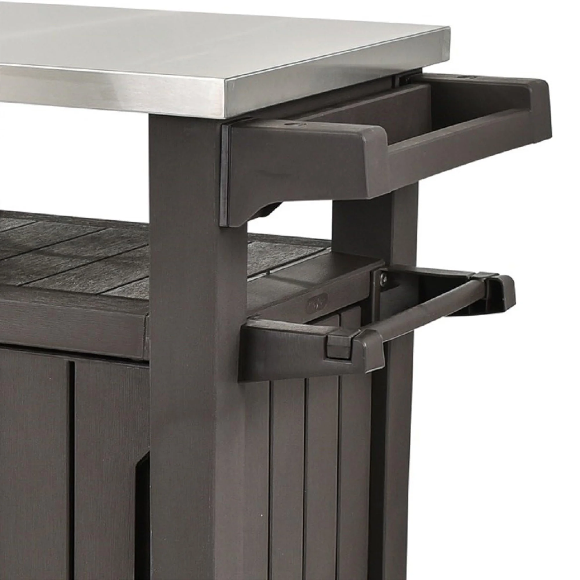 Unity XL Outdoor Durable Kitchen Rolling Bar Cart with Storage Cabinet, Brown - Image 8