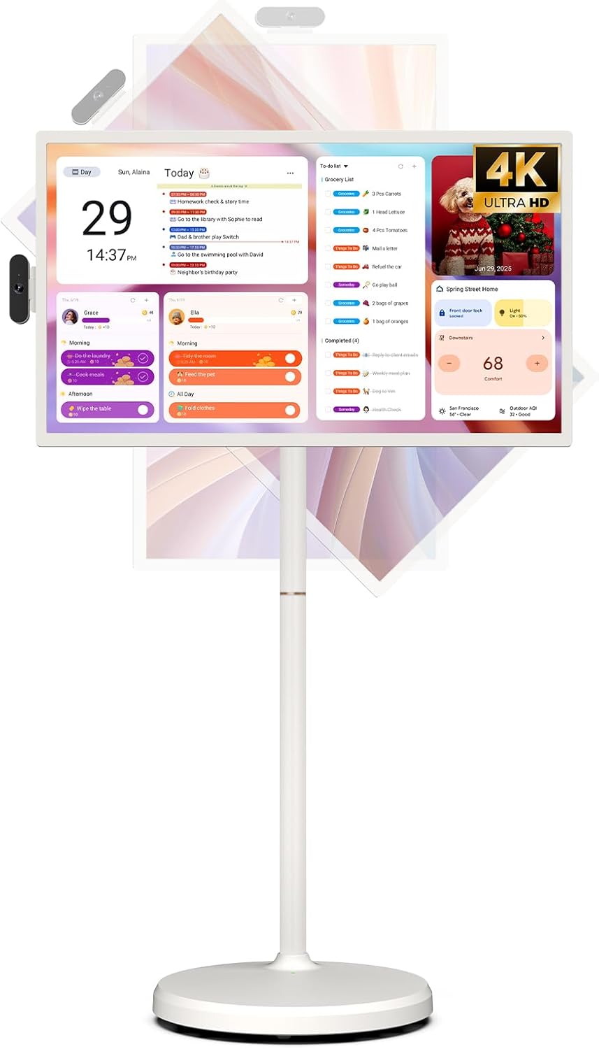 ApoloSign 32 inch UHD 4K Smart Portable TV Gen2  16G +256G Storage  Android 15 OS  15000mAh  Rolling TV on Wheels with Rotatable Touch Screen  Built-in Battery  Full Swivel Rotation  Voice Remote