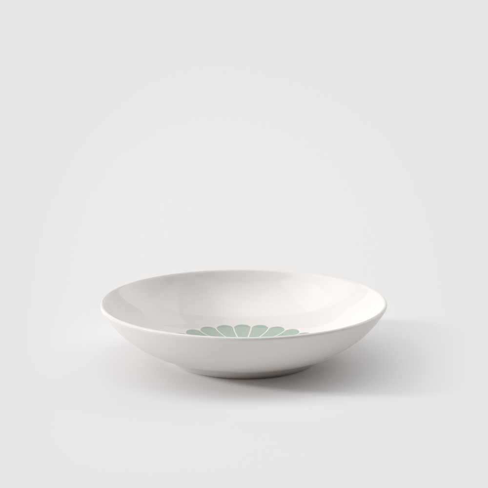 Fleur Pasta bowl - Green, 21 oz, Premium Porcelain