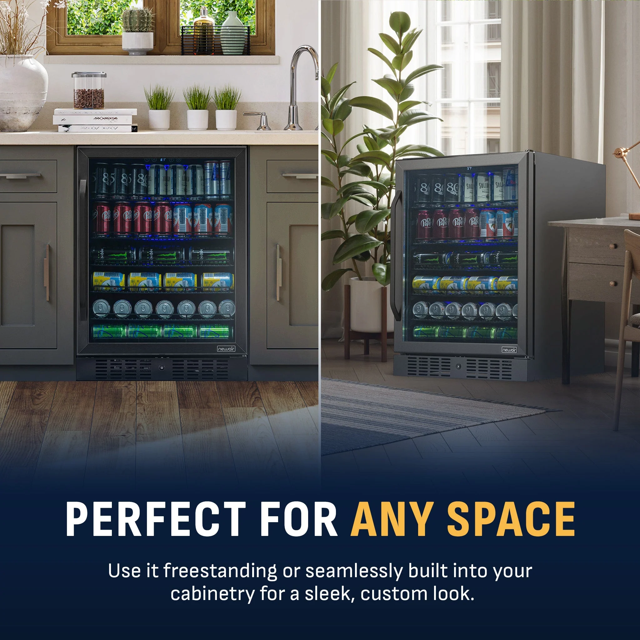 Newair 177-Can Built-In Black Beverage Fridge - 24